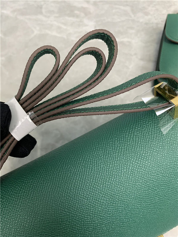 Hermes Mini Constance 18cm/24cm Epsom Bag Silver/Gold Metal Green High