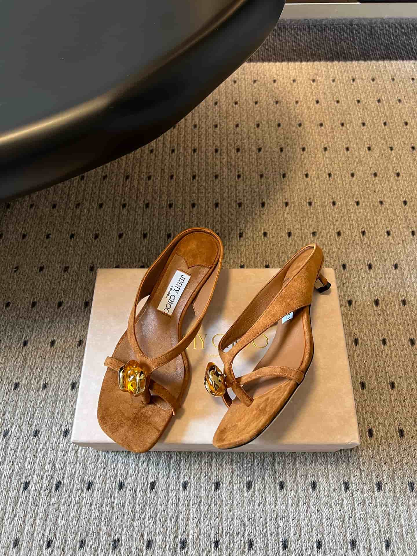 Jimmy Choo Emeri Stone Suede Sandals Women