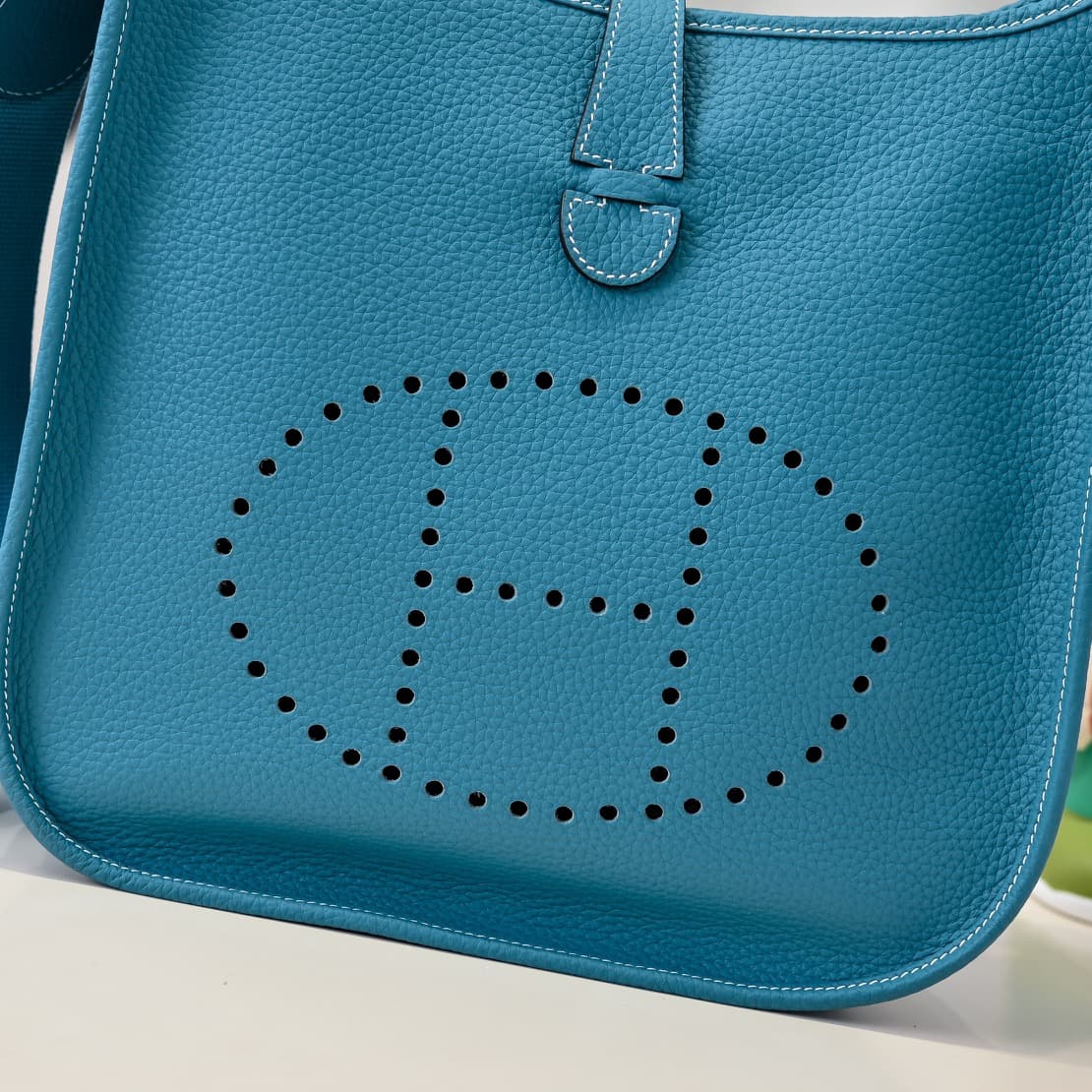 Hermes Evelyne III PM Bag Clemence Leather In Blue High