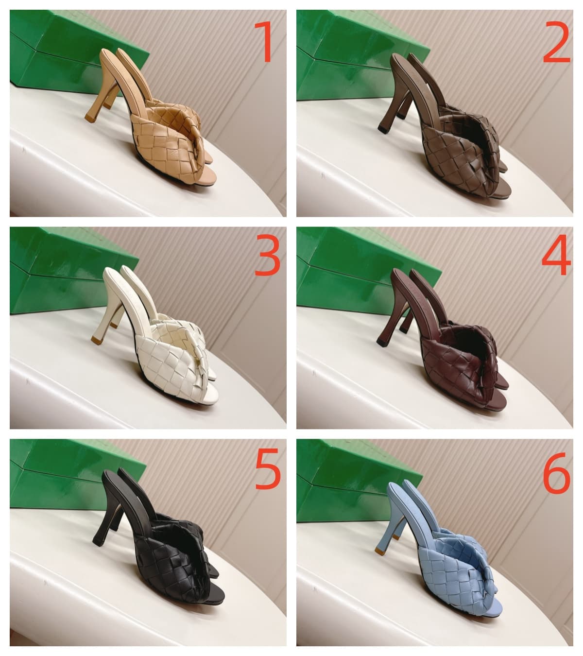 BOTTEGA VENETA Intrecciato Weave Leather Slides High Women