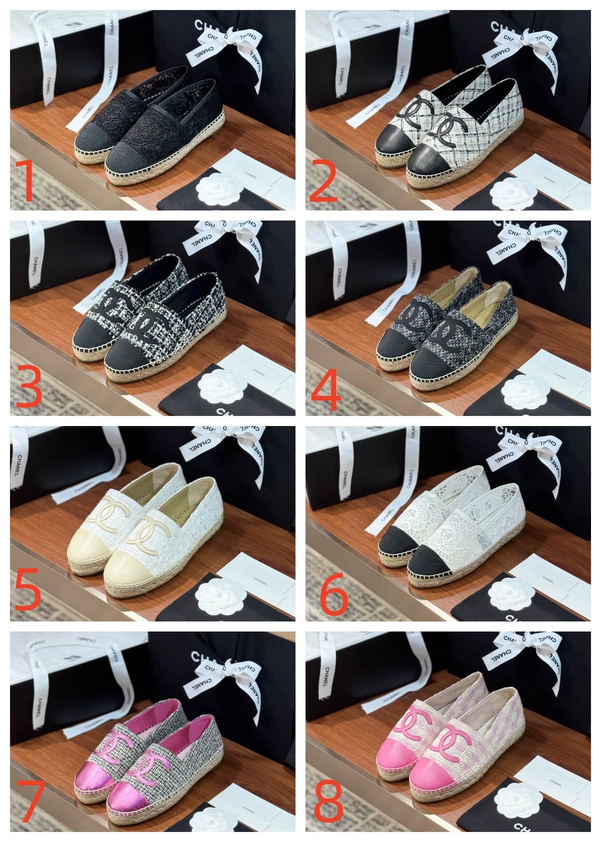 Chanel Tweed CC Cap Toe Espadrille Flats Shoes Women
