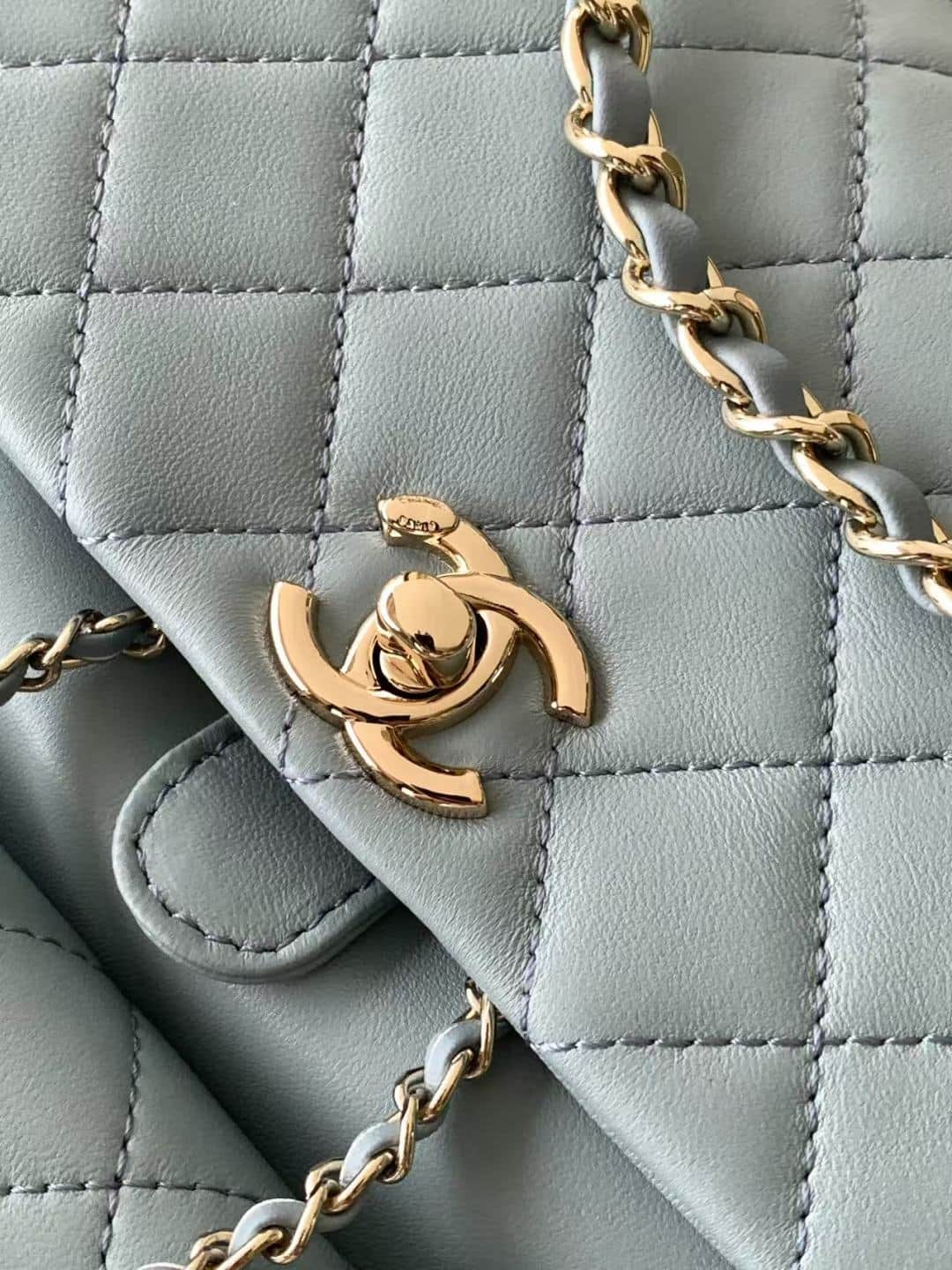 Chanel Medium Quilted Duma Backpack Lambskin AS3618 Blue A