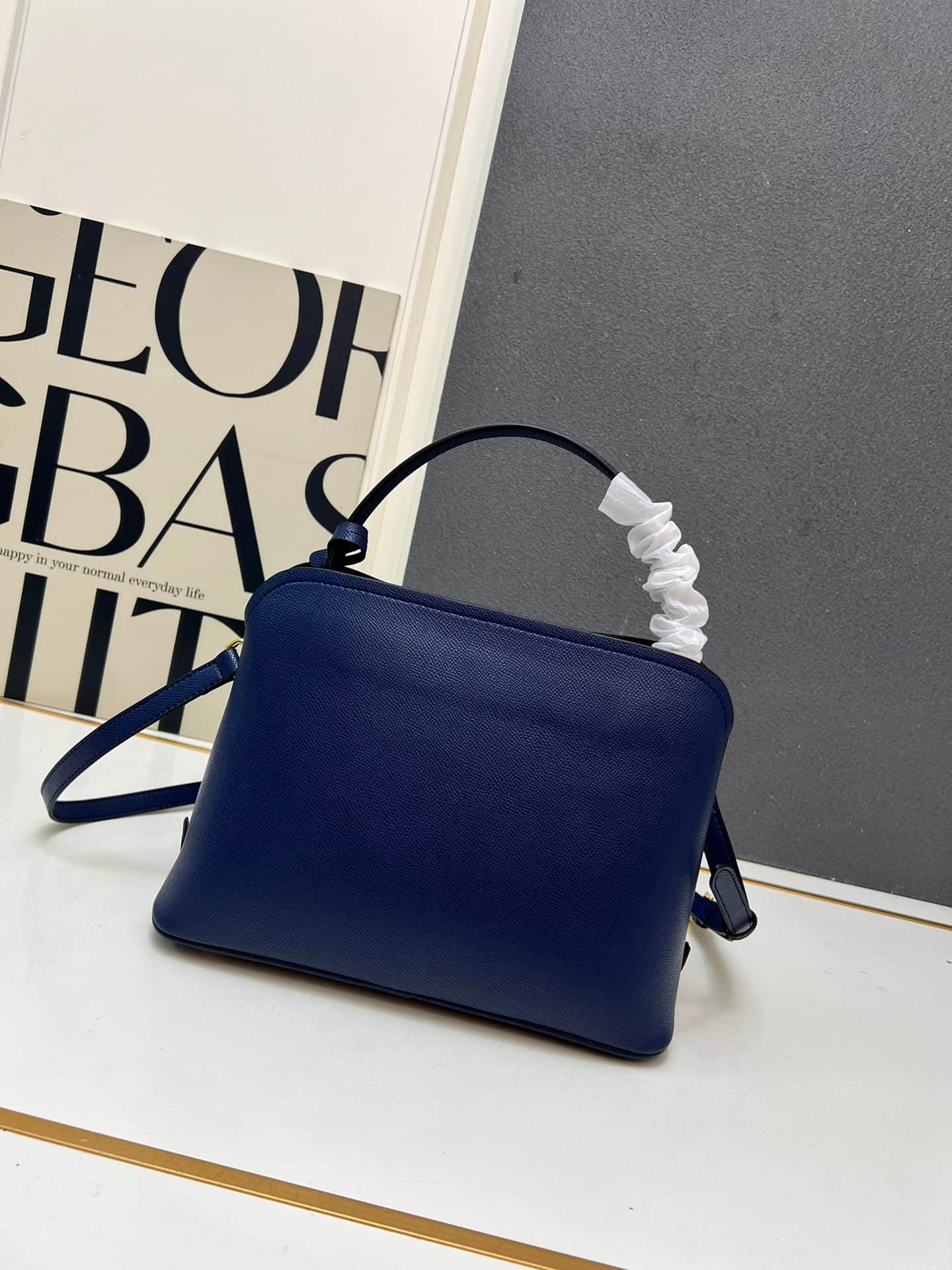 Prada Saffiano Leather Matinée Handbag Blue