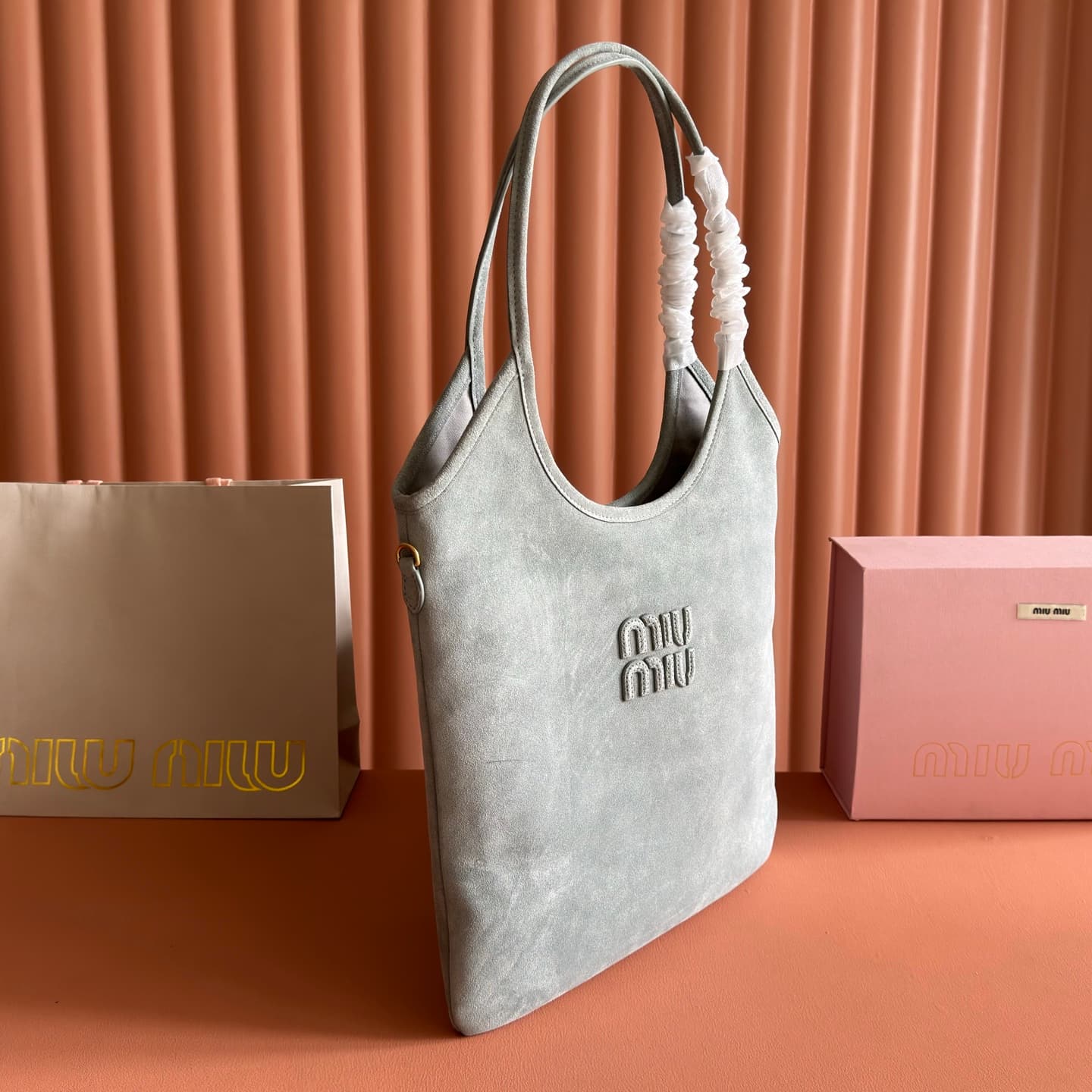 Miu Miu Ivy Powder Blue Suede Bag 5BG231 TOP