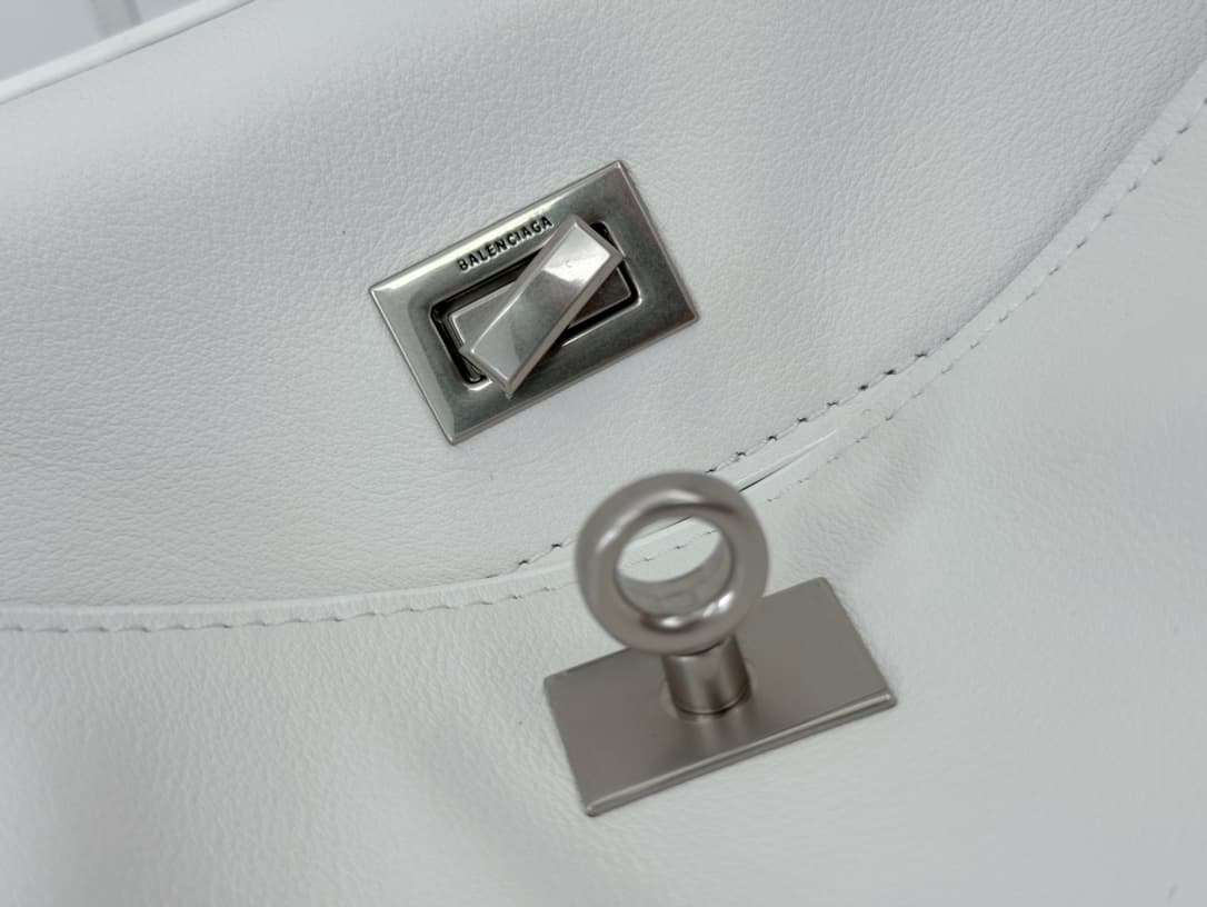 Balenciaga Rodeo Small Bag in White Leather With Silver-Tone Metal TOP