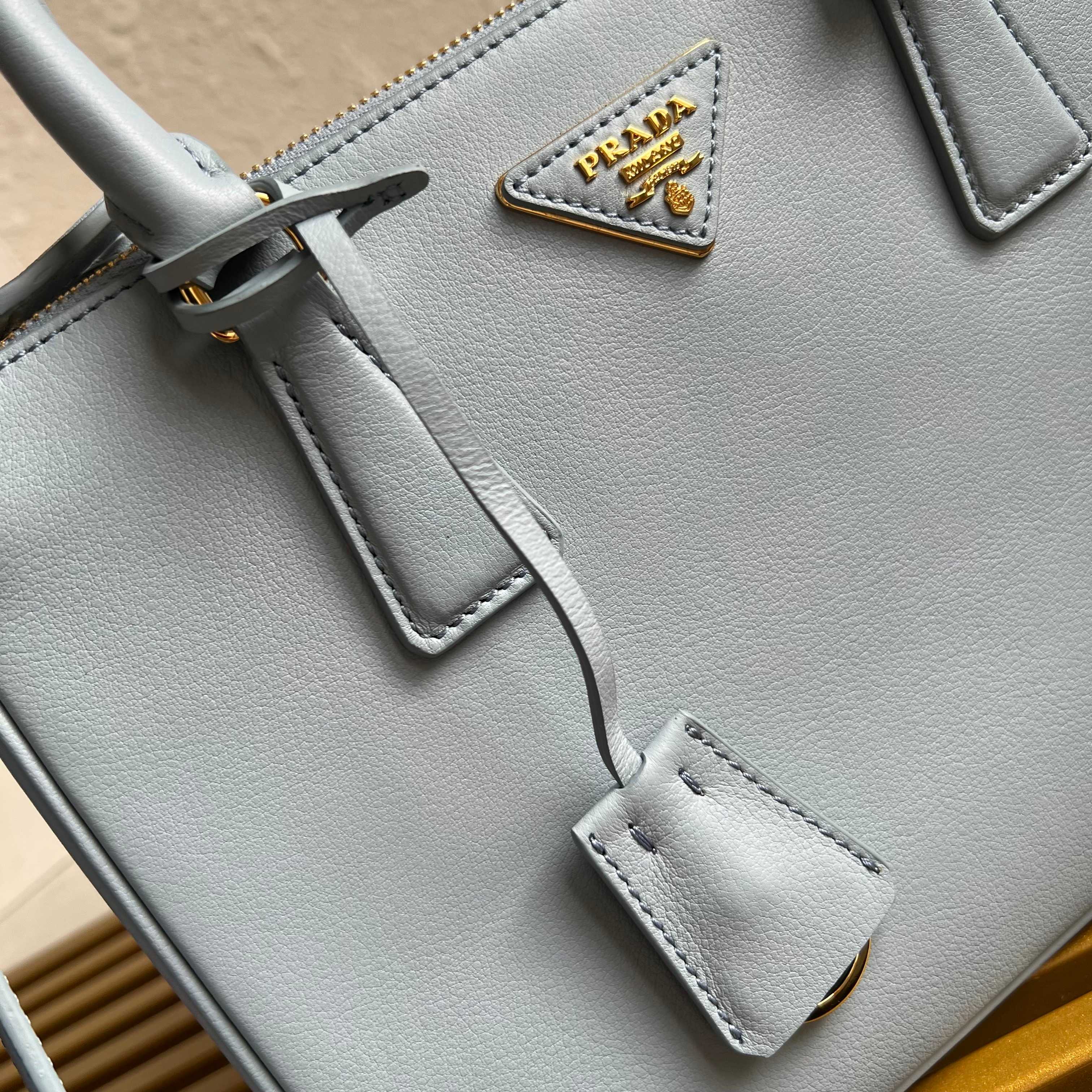 Prada Galleria small Saffiano leather bag 1BA896 Light Blue High