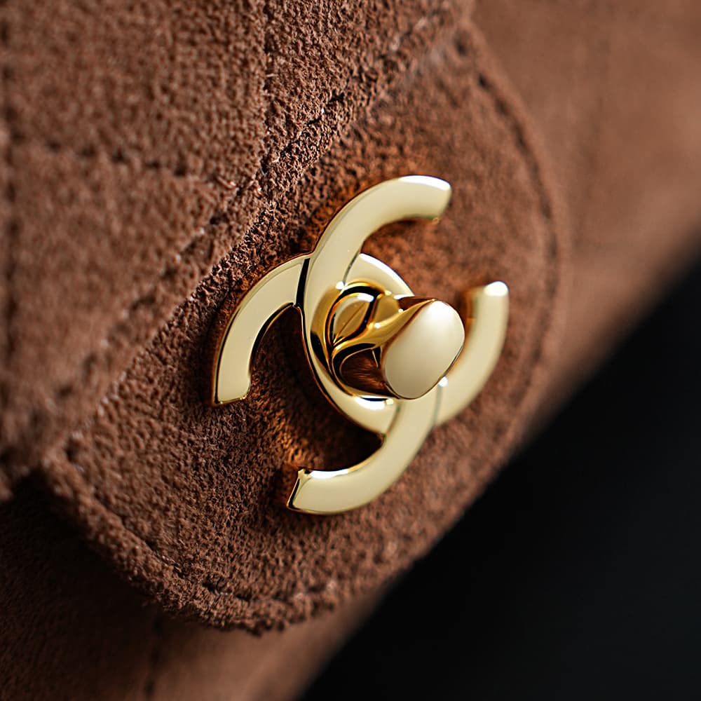 Chanel Maxi Flap bag Suede Calfskin & Gold-Tone Metal Caramel AS6627 A