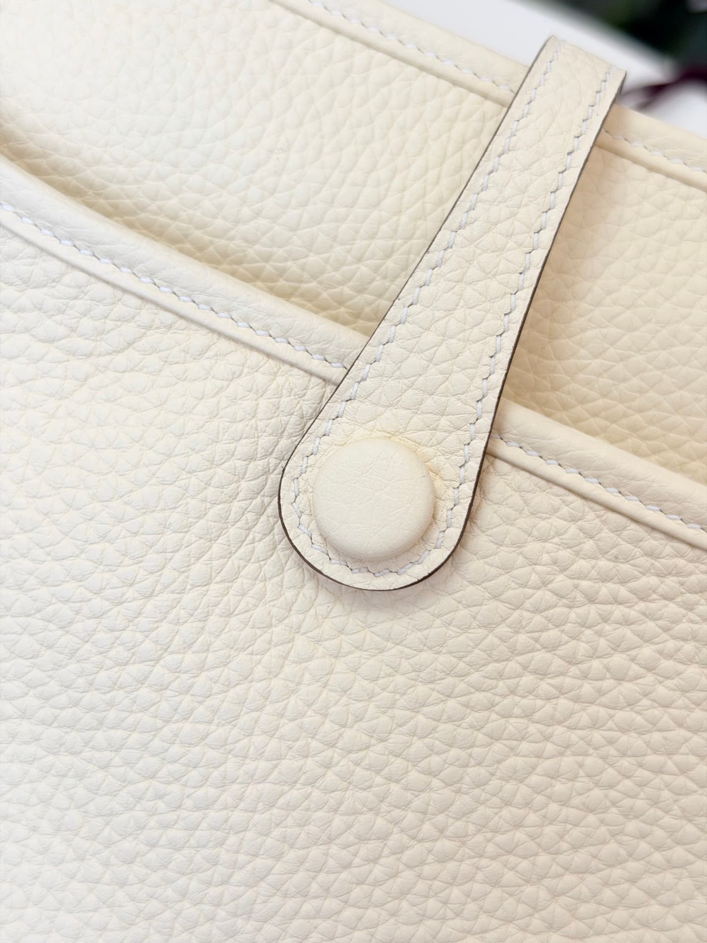 Hermes Evelyne Mini 23 Bag Calfskin In Nata WAX High