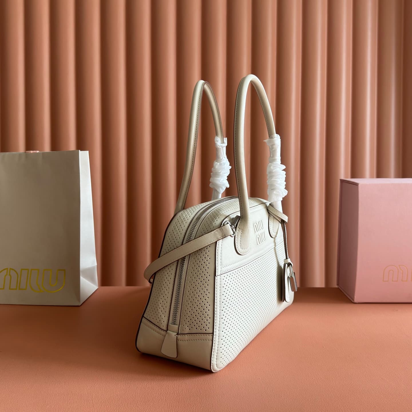 Miu Miu Vivant leather bag Chalk White 5BB199 TOP
