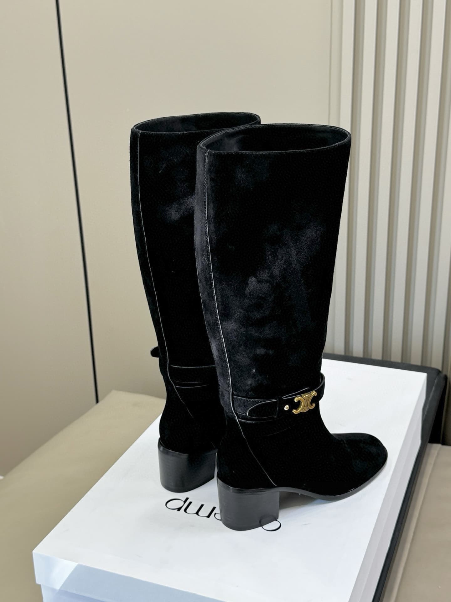 Celine Garance Triomphe Strap High Boots Shoes Women