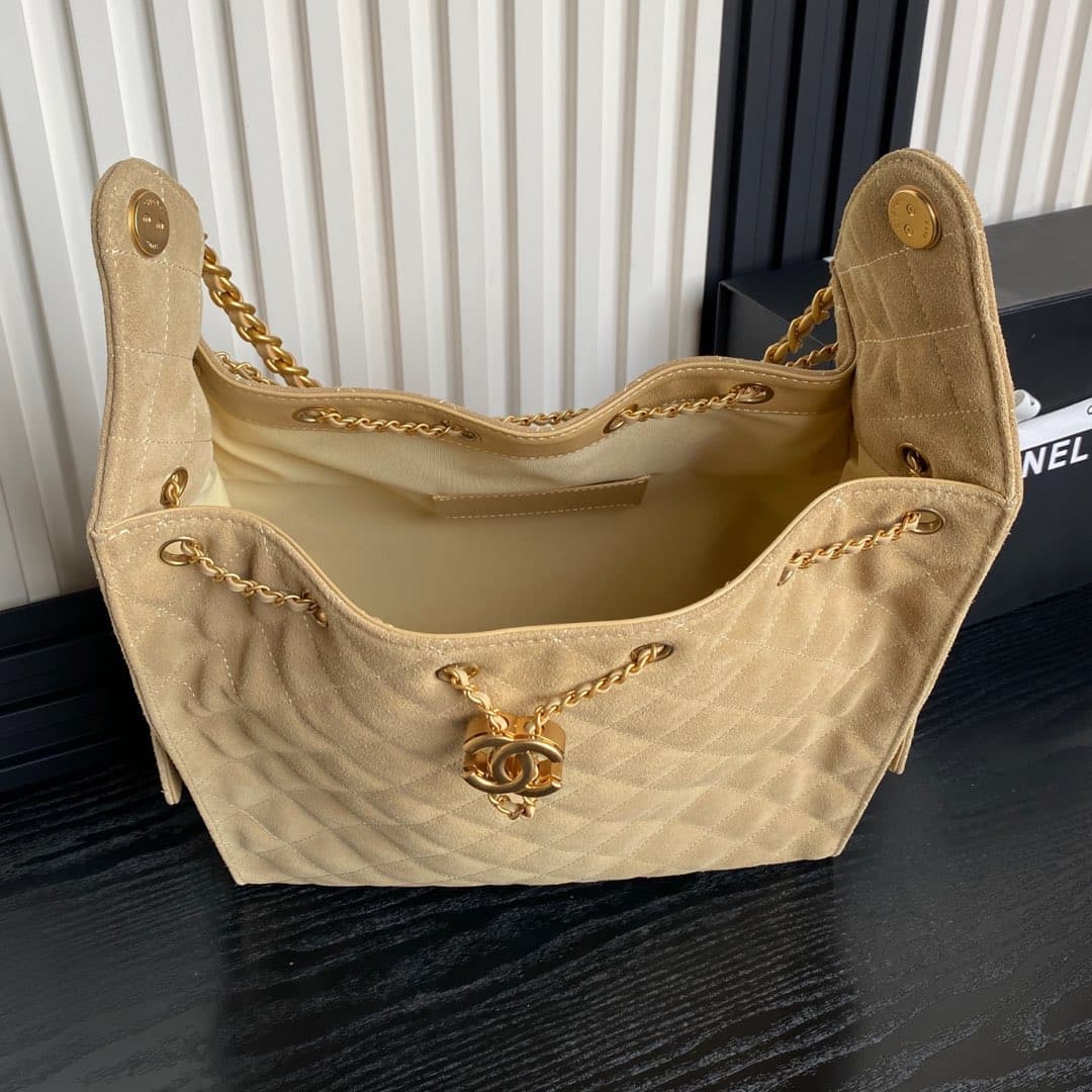 Chanel 25 Medium Hobo Medium handbag AS5311 Suede & Gold-tone Metal Camel High