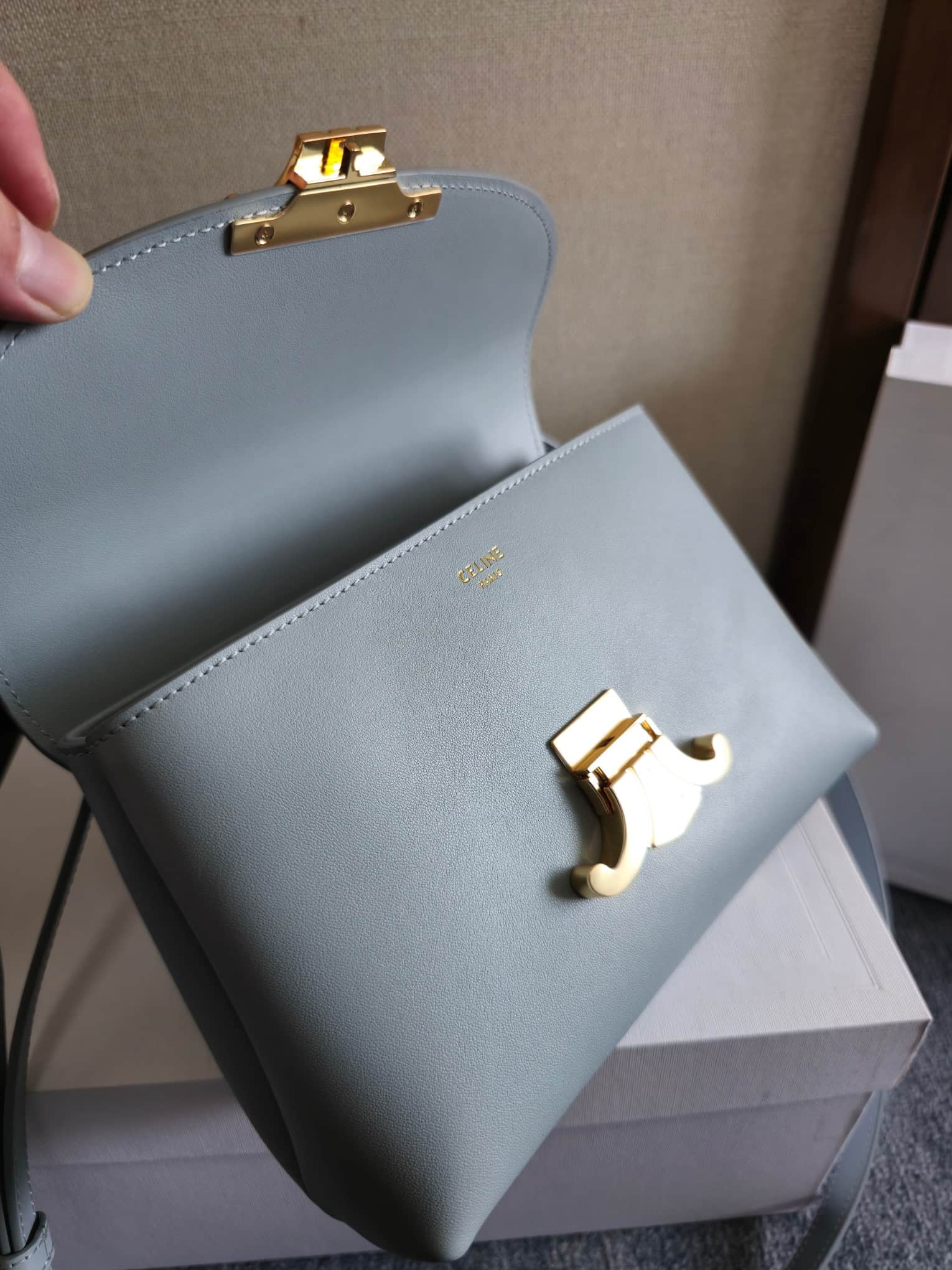 Celine Mini Nino bag in Blue Supple Calfskin High