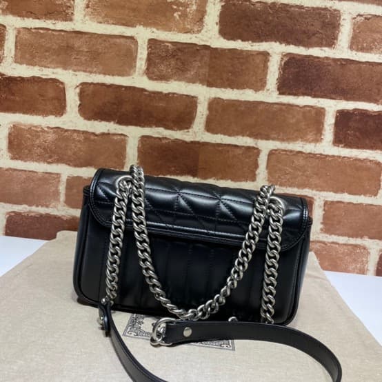 GG Marmont mini New matelassé shoulder bag 446744 Black High
