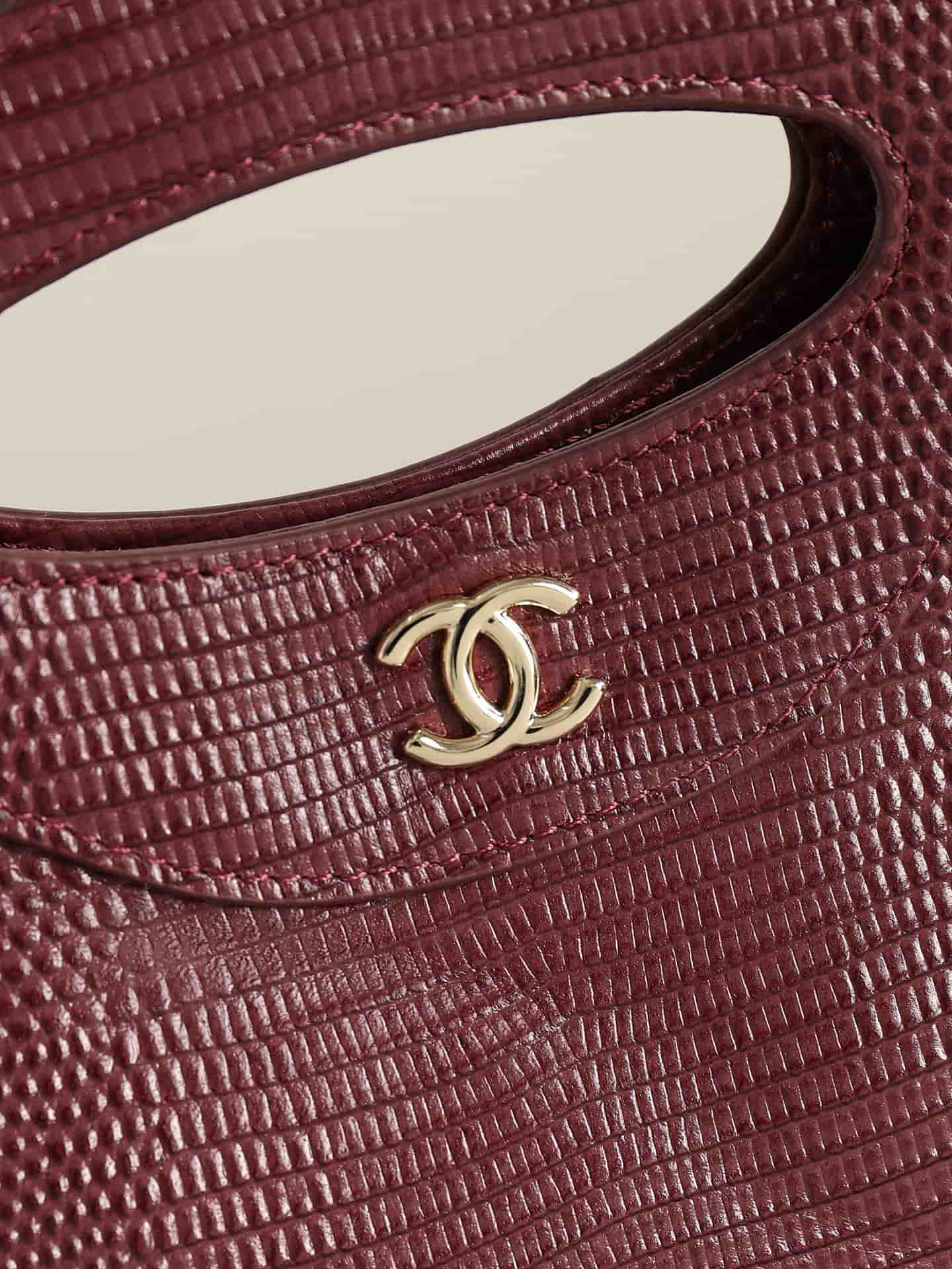 Chanel 31 Mini BAG Lizard-embossed Calfskin& Gold-Tone Metal AP3656 Dark Burgundy A