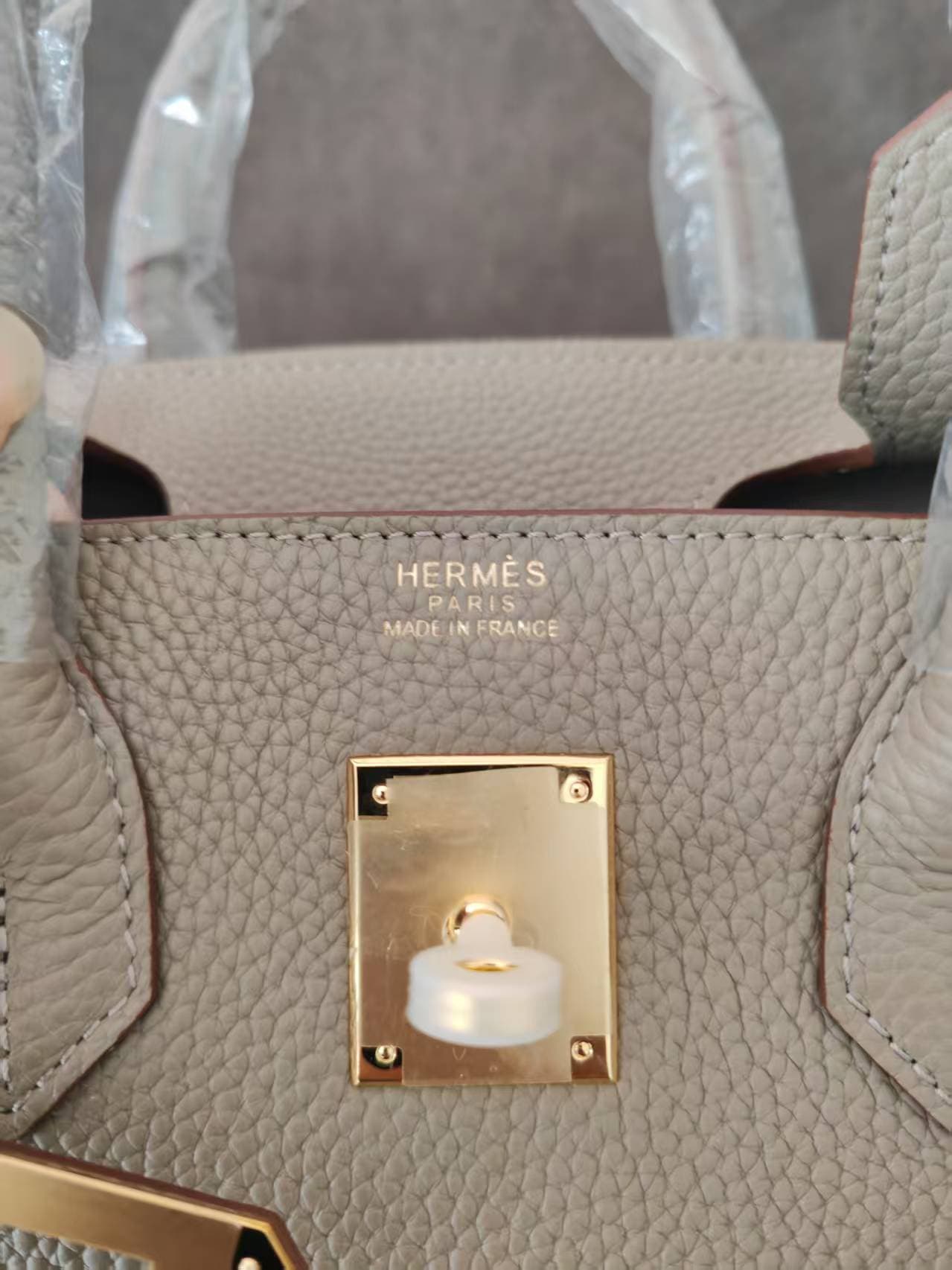 Hermes Birkin 25/30/35cm Bag Calfskin Silver/Gold Metal In Tourterelle High