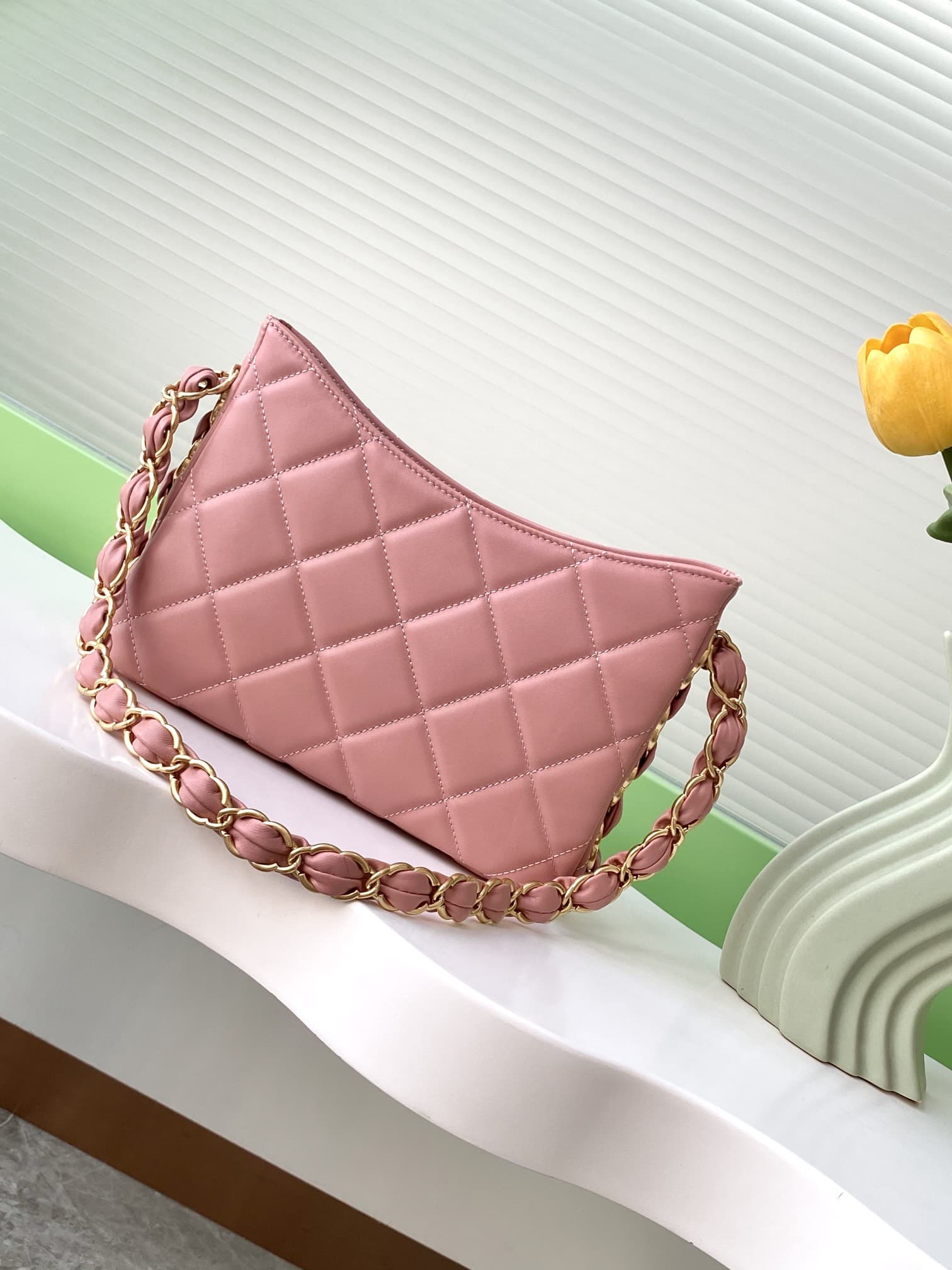 Chanel HOBO HANDBAG AS5177 Lambskin & Gold-Tone Metal Pink A