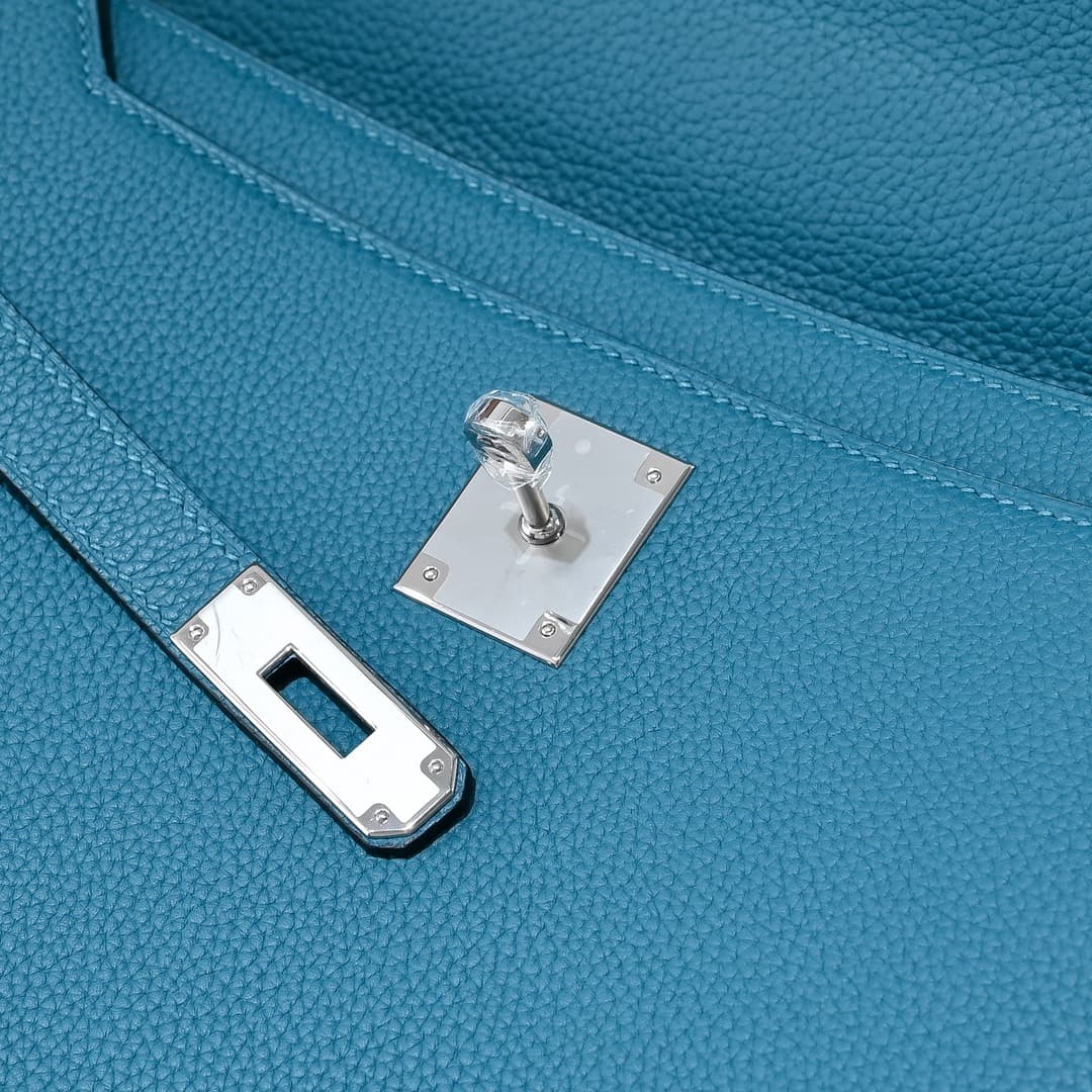 Hermes Kelly depeches Togo 36 briefcase In Blue CalfskIn WAX High