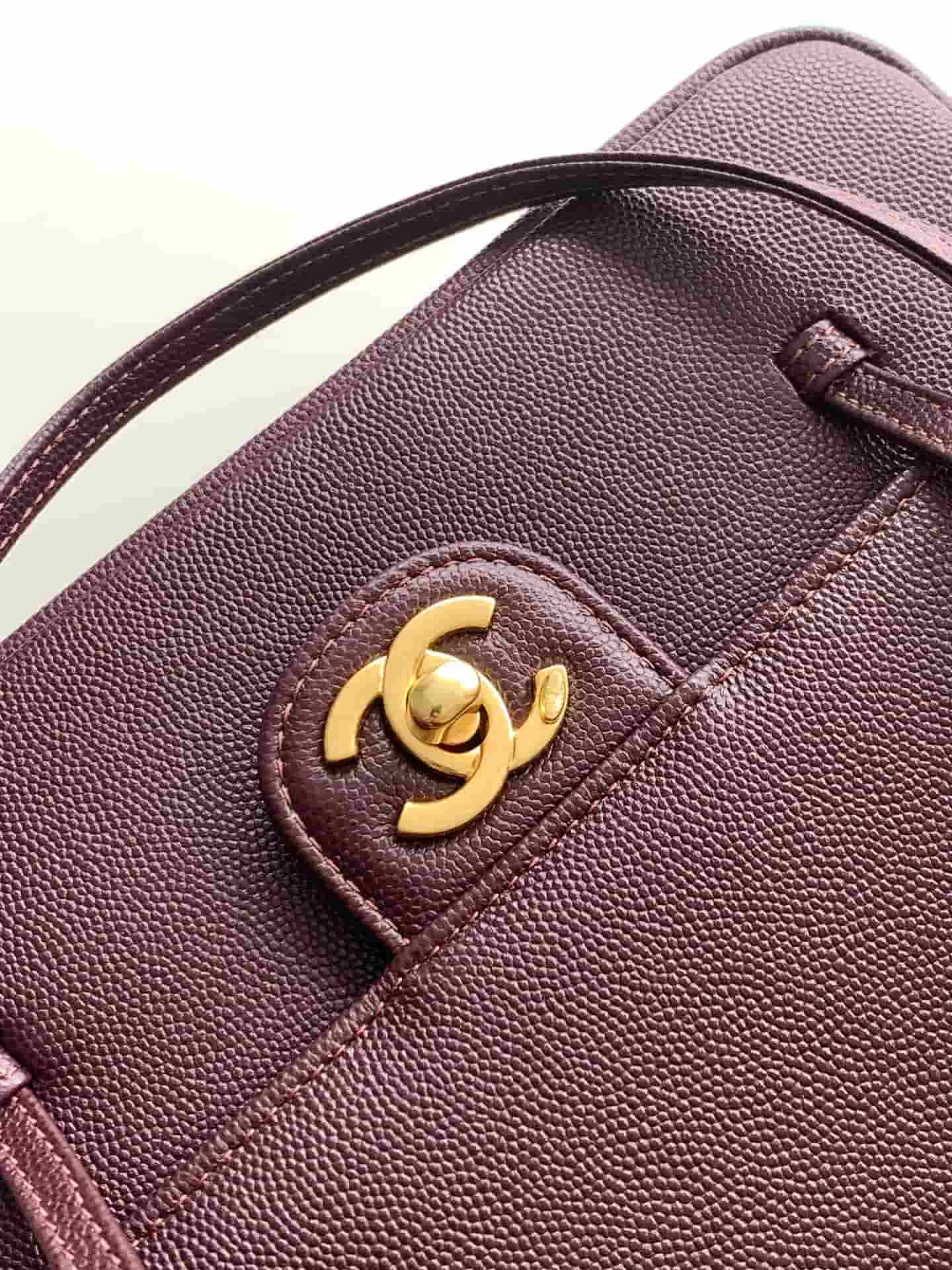 Chanel Small Flap Bag Grained Shiny Calfskin & Gold-Tone Metal AS6130 Claret High