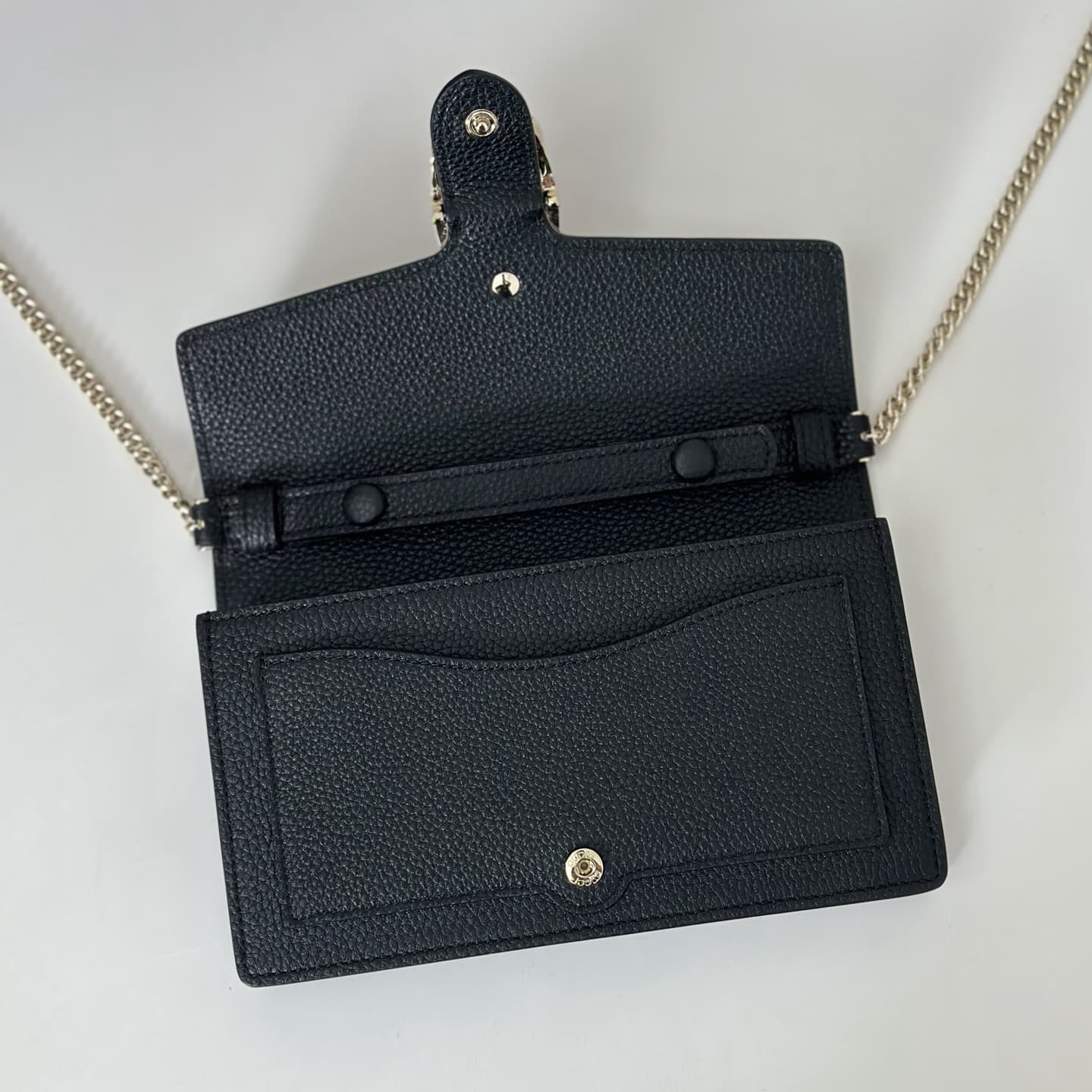 DIONYSUS WALLET ON CHAIN 837373 black grainy leather High