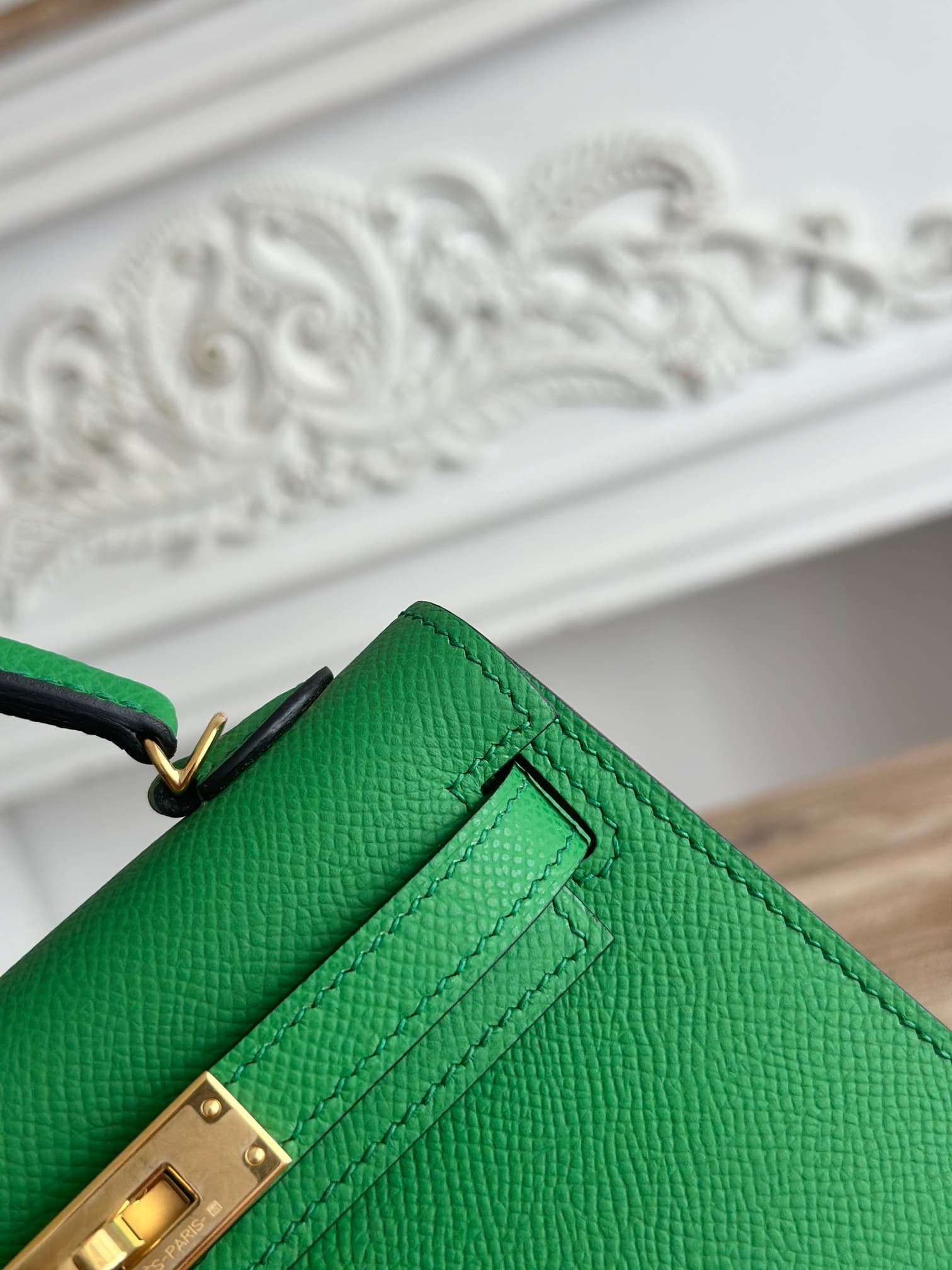 Hermes Kelly Mini II Bag Epsom Leather WAX Bamboo High