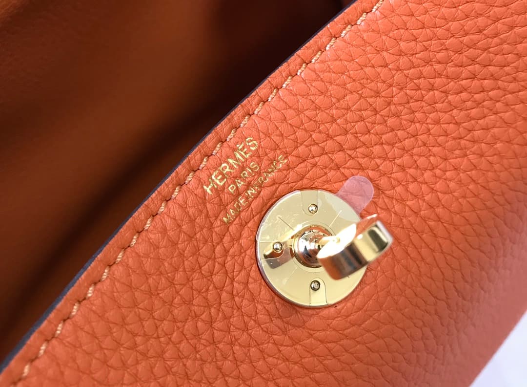 Hermes Lindy Mini Bag Calfskin Leather In Capucine High