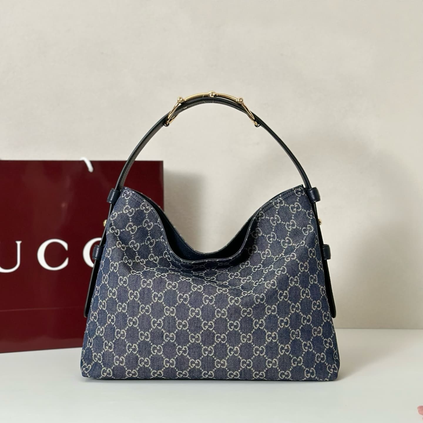 Gucci Beatrix medium tote bag 850926 Dark Blue GG canvas High