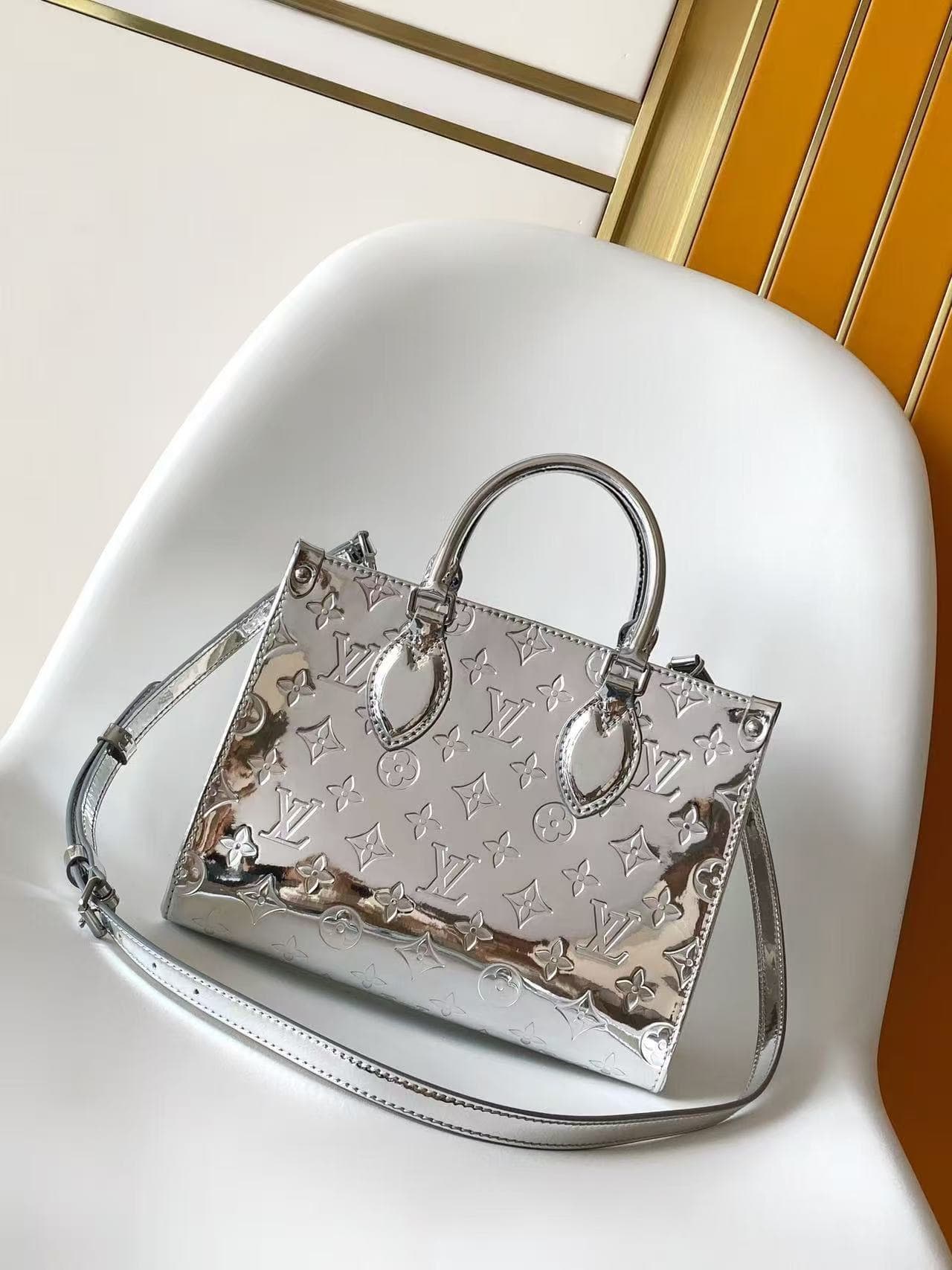 Louis Vuitton OnTheGo tote bag Monogram Miroir silver colorway M26373 High