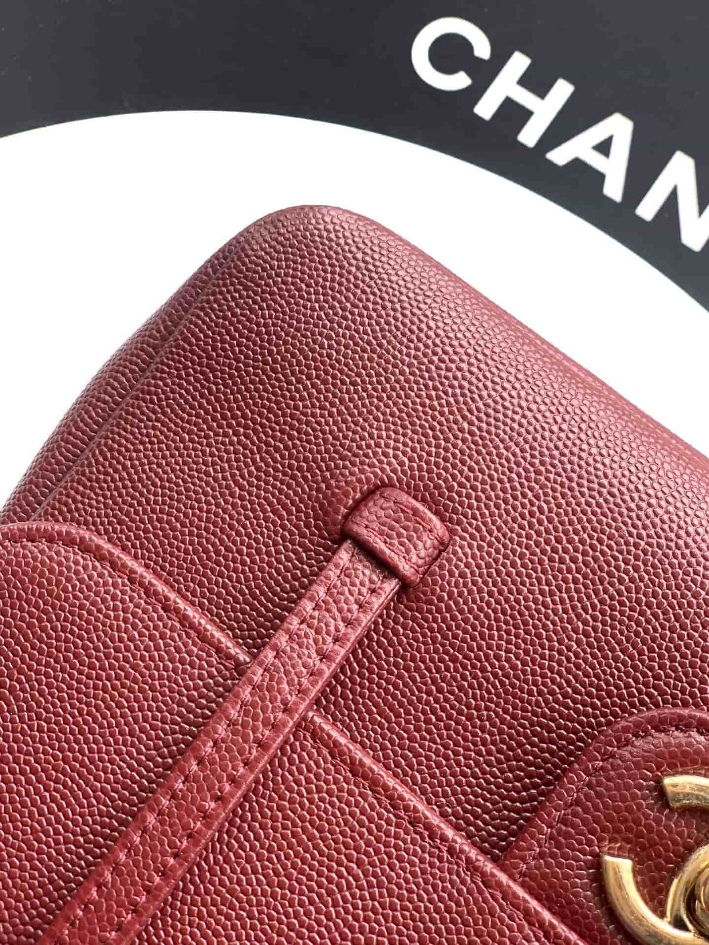 Chanel Clutch with Leather Strap Grained Shiny Calfskin & Gold-Tone Metal Claret  5809 High