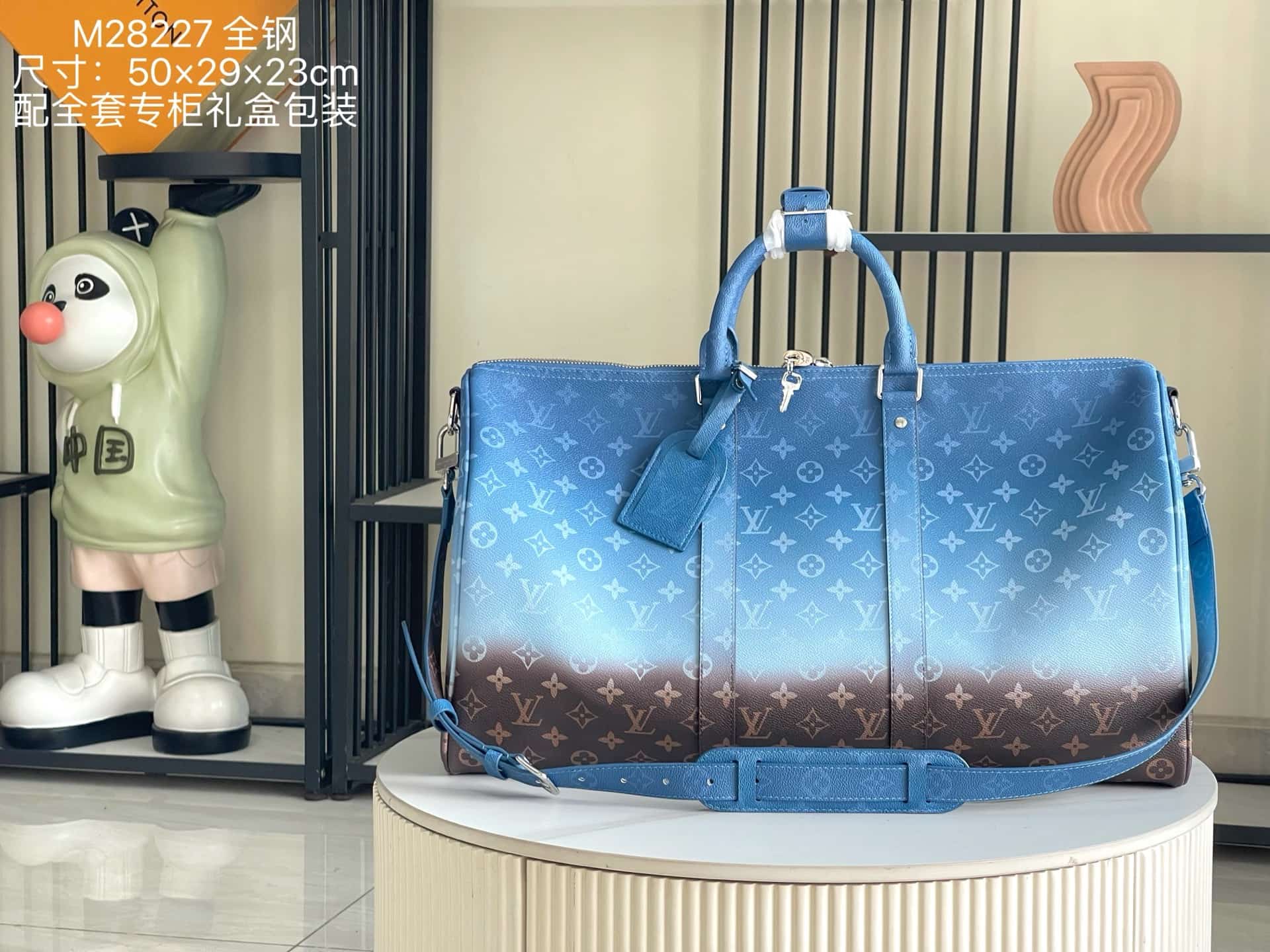 Louis Vuitton Keepall Bandoulière 50 Blue Monogram Pigment coated canvas M28227 TOP