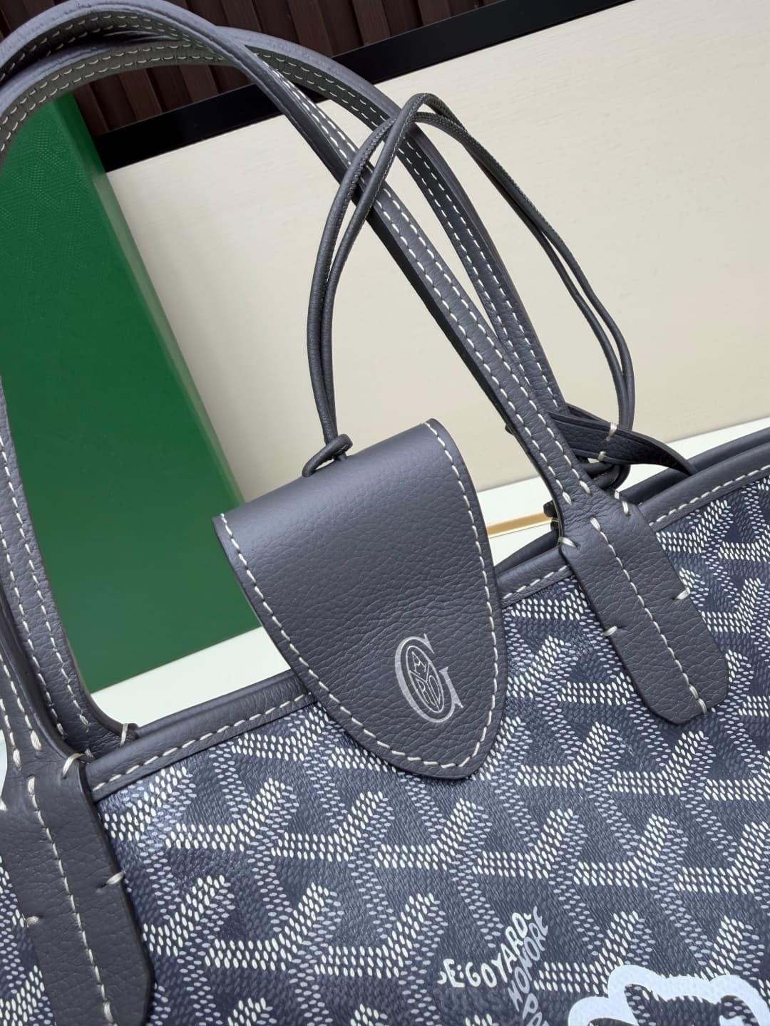 Goyard Mini Anjou Tote Goyardine Canvas with White Painted Mascot Grey High