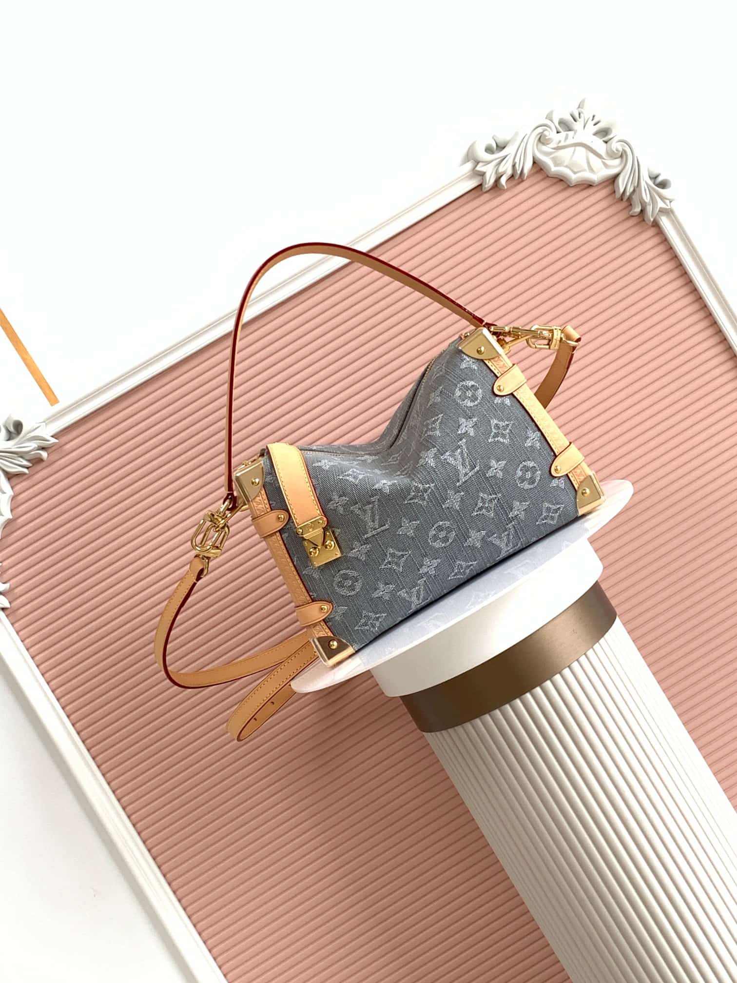 Louis Vuitton Side Trunk MM Monogram Washed Gray Denim M13285 High