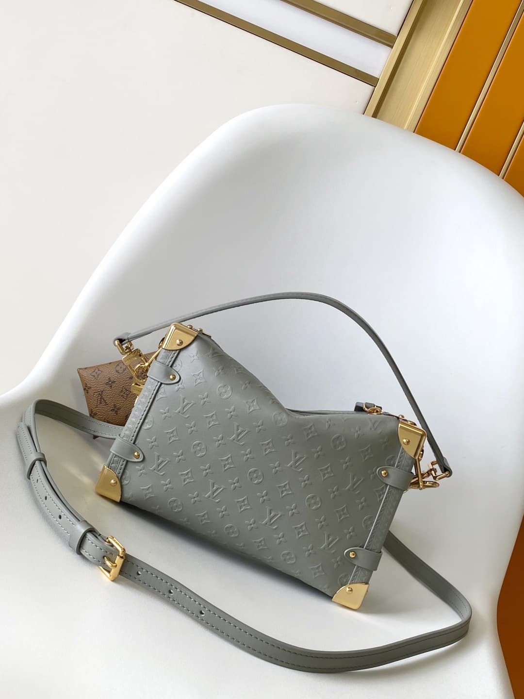 Louis Vuitton Side Trunk MM Cloud Gray Calfskin leather M25602 High