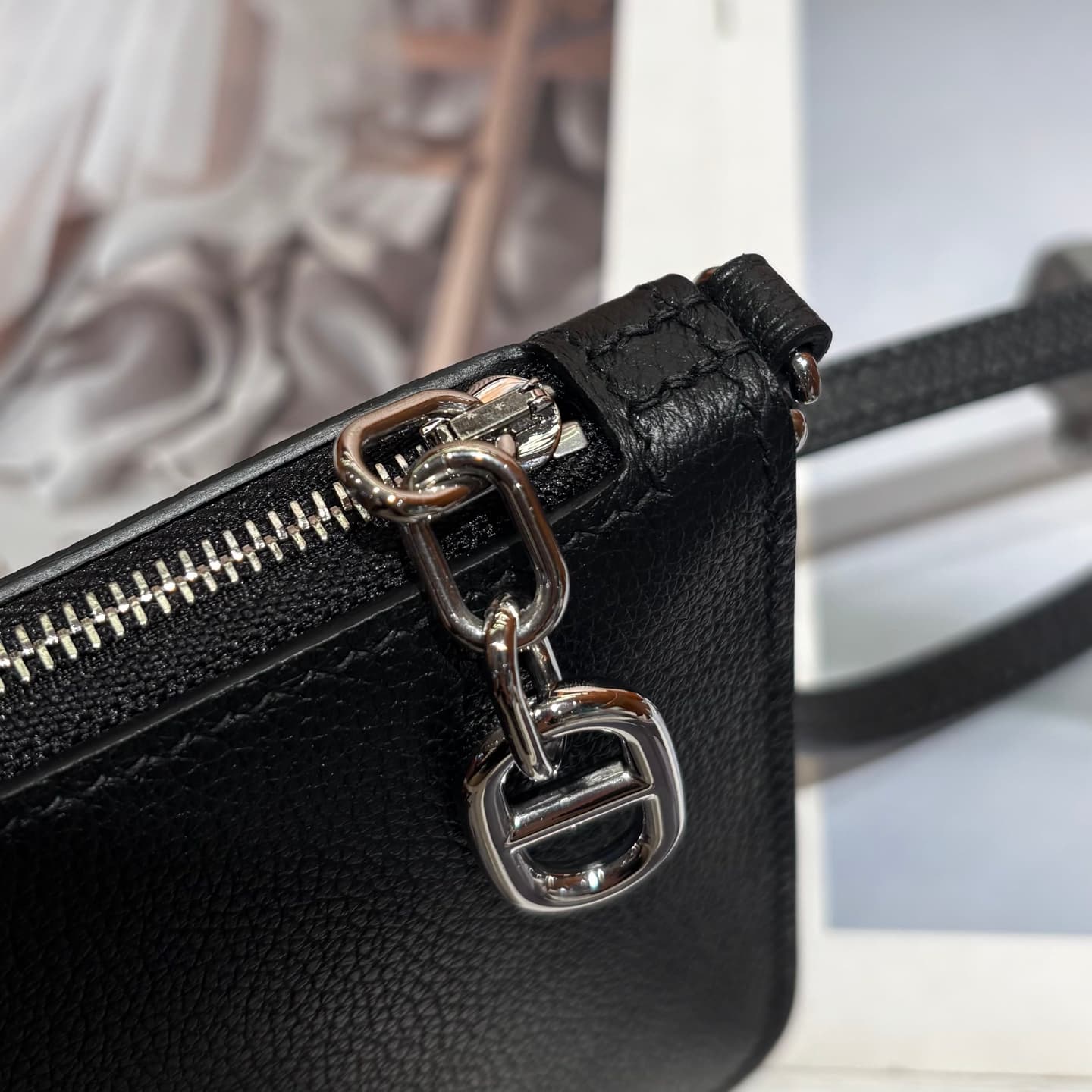 Hermes Zipengo Chaine d'Ancre To Go pouch Evergrain calfskin Noir WAX High