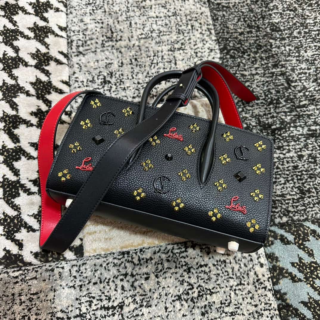 Christian Louboutin Paloma leather tote bag in black with spikes &studs High