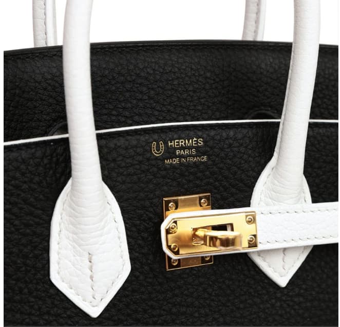 Hermes Birkin 25 Bag Togo Leather Pure White & Black Gold Metal WAX High Customizing Style