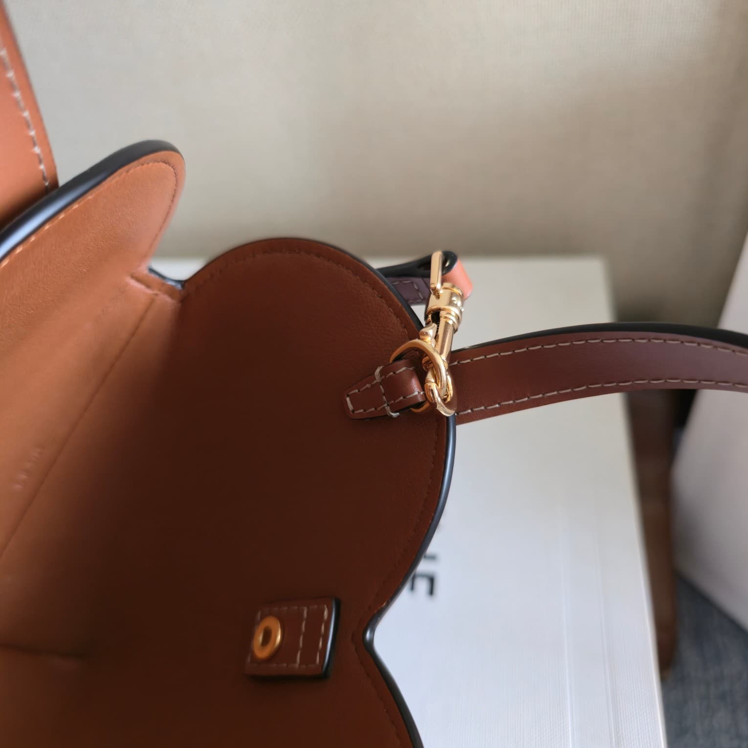 CELINE Triomphe Canvas Calfskin Teen Coeur Heart Bag in Tan High