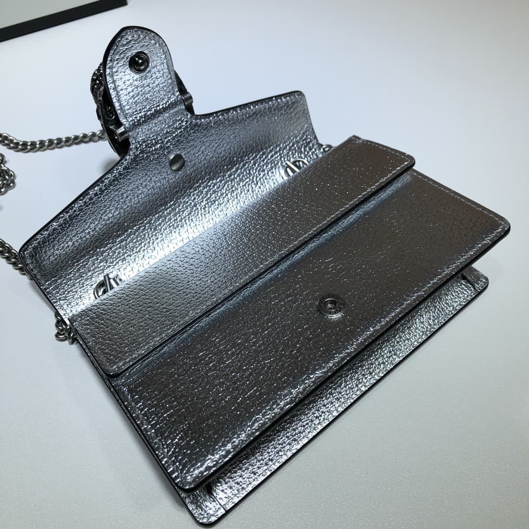 Dionysus super mini leather bag 476432 Silver high