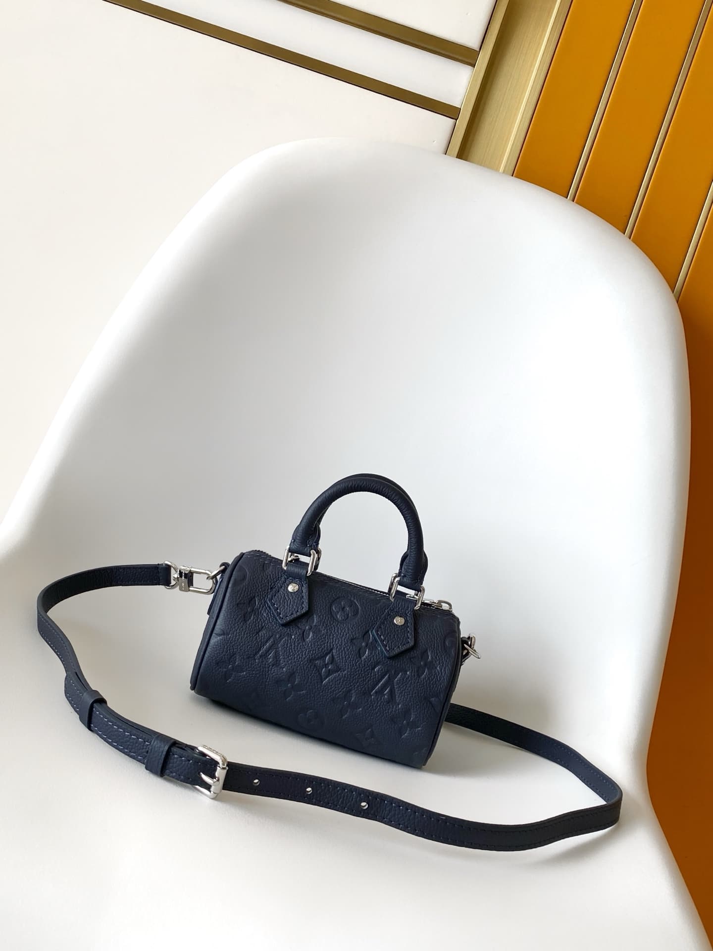 Louis Vuitton Nano Speedy Shimmery Ink Cowhide leather M26510 High