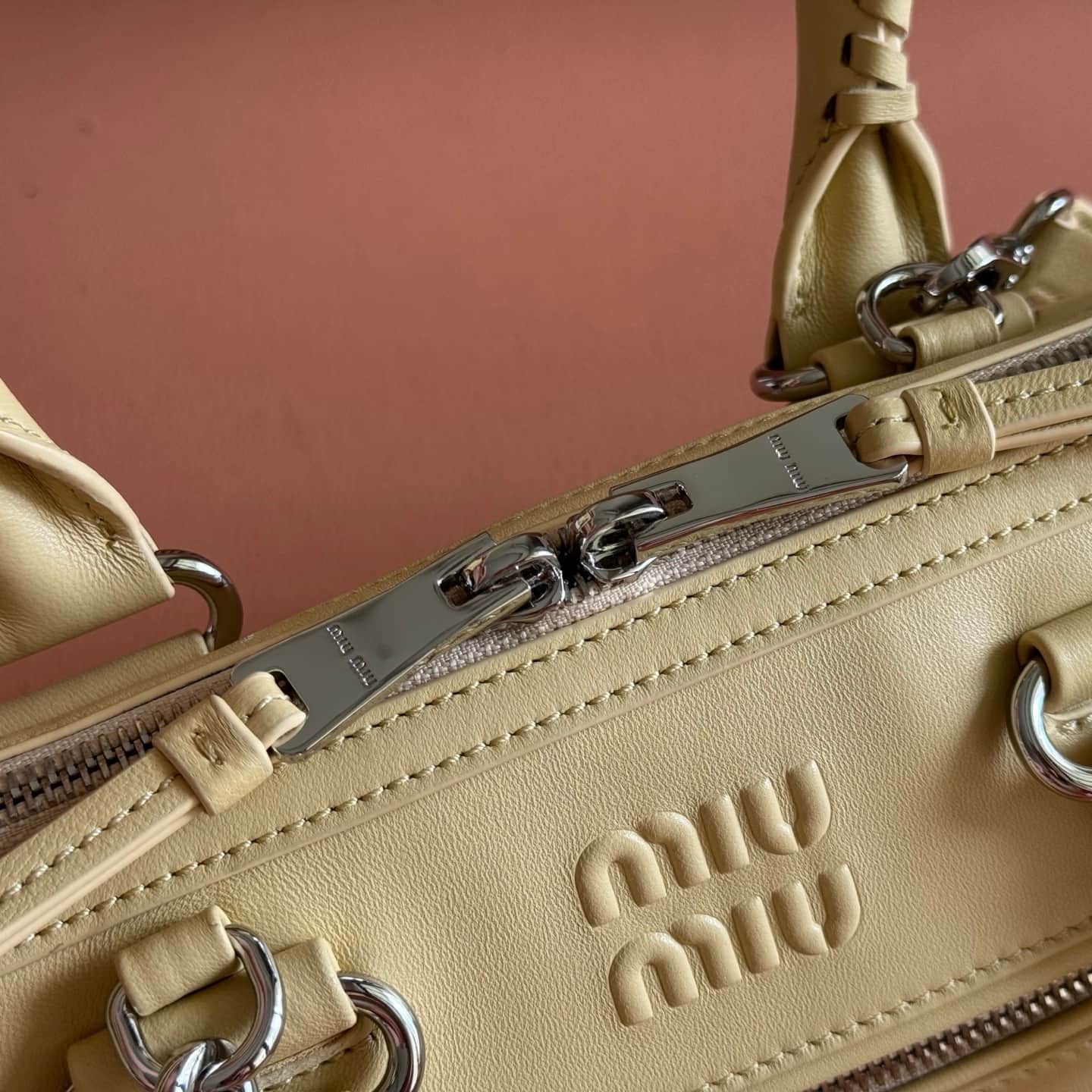 Miu Miu Arcadie bag Smooth Leather 5BA332 Light Yellow TOP