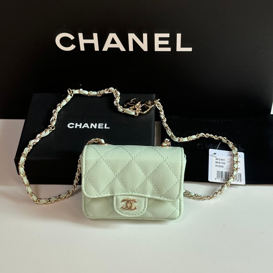 Chanel  Mini Flap Card Holder on Chain AP2401 A