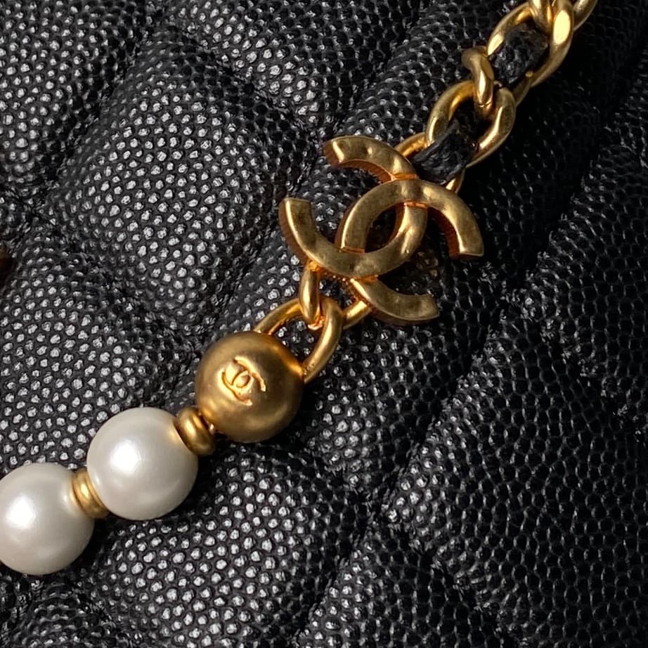 Chanel mini round hobo pouch bag AP4584 Grained Calfskin & gold-tone metal black high