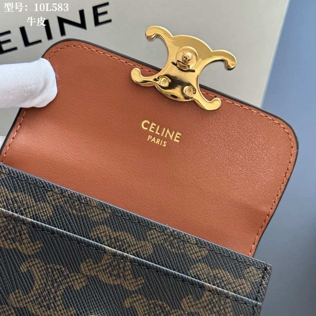 Celine Triomphe Flap Card Holder in Canvas High