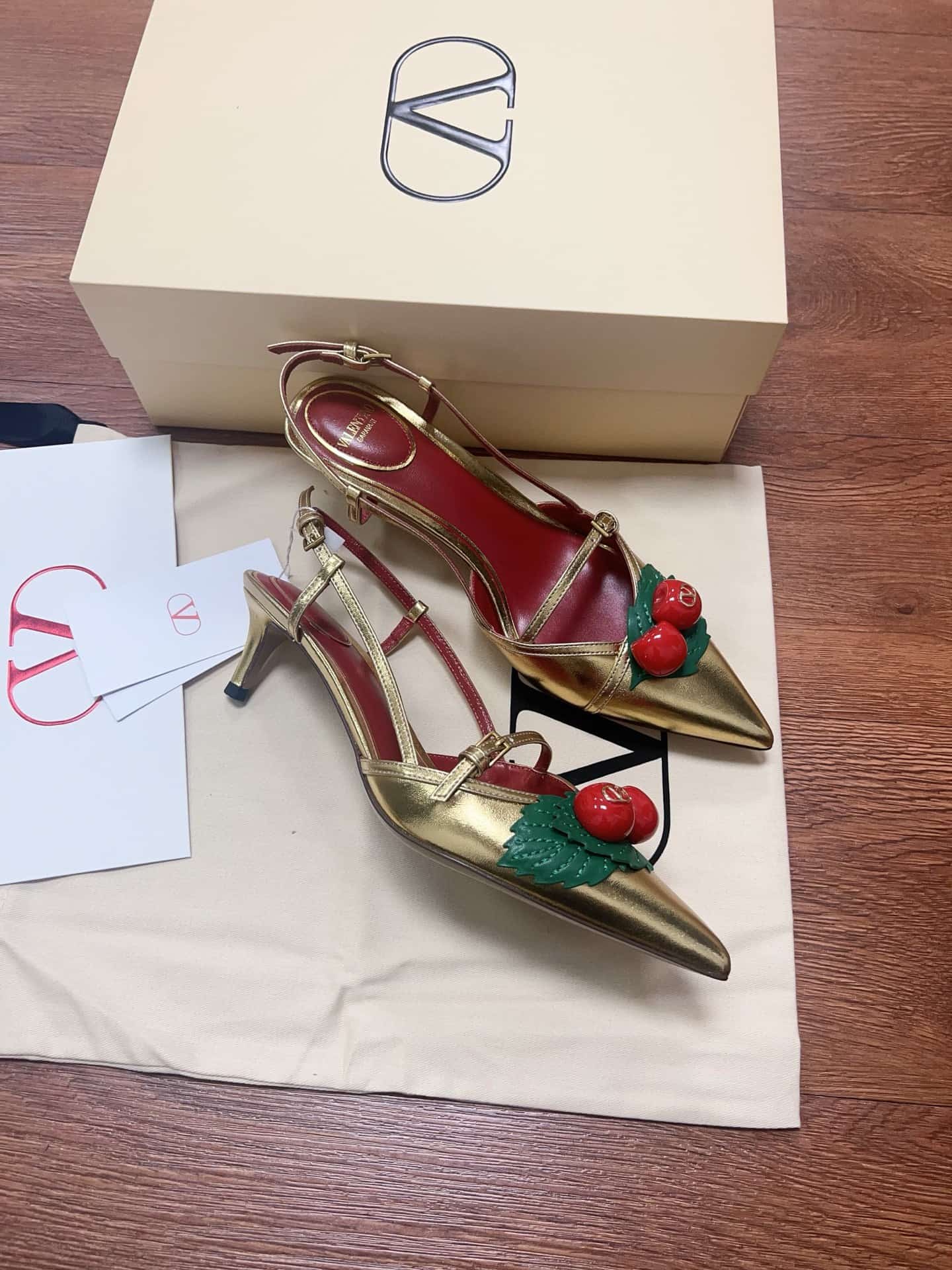 Valentino Garavani Leather Cherryfic Slingback Pumps