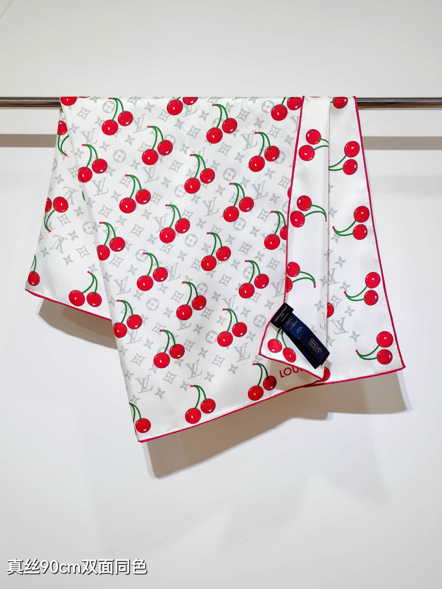 Louis Vuitton x Takashi Murakami Denim Cerise Square 90 Scarf