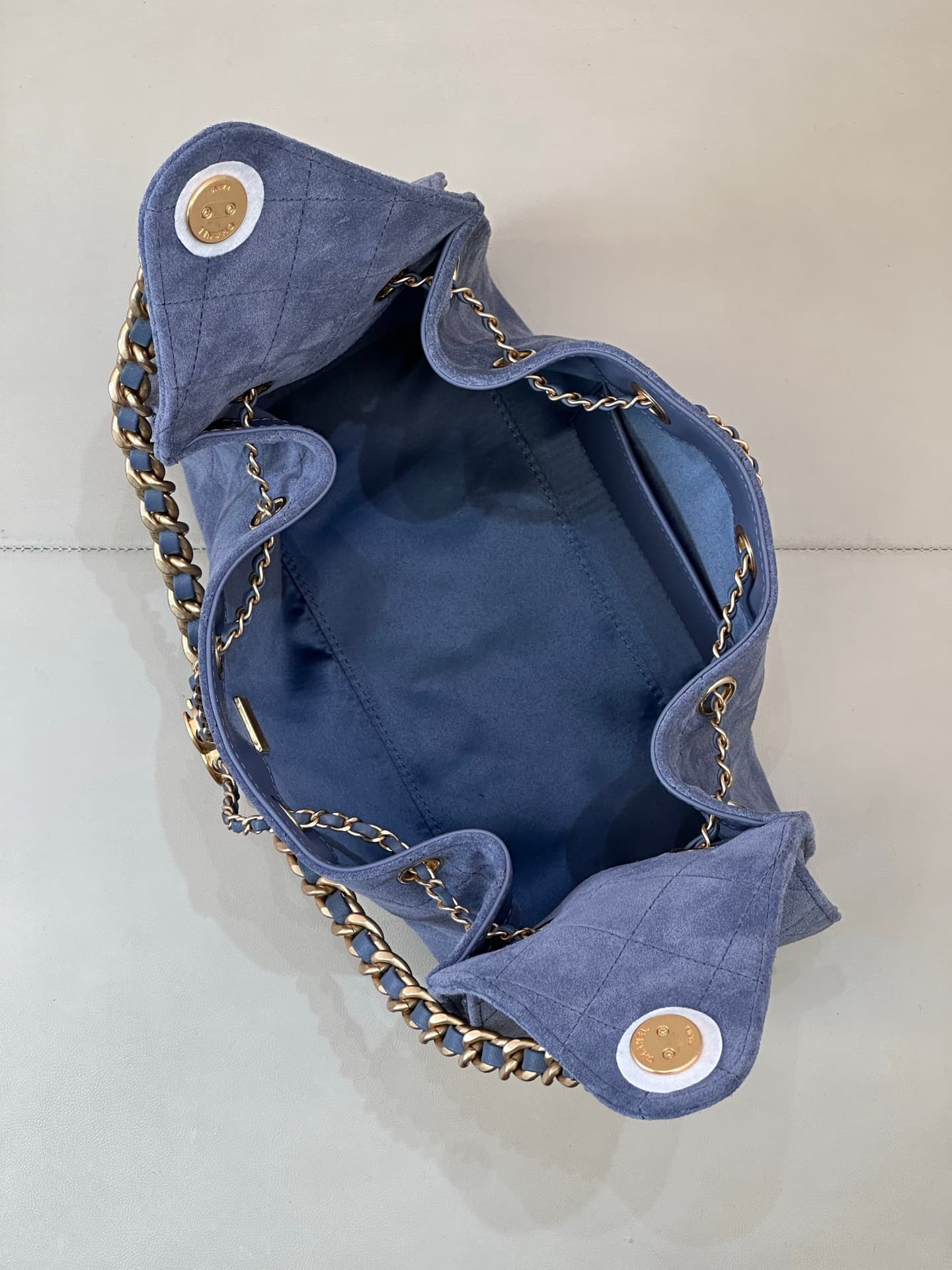 Chanel 25 Small Hobo handbag AS5293 Suede&Gold-tone Metal Blue TOP