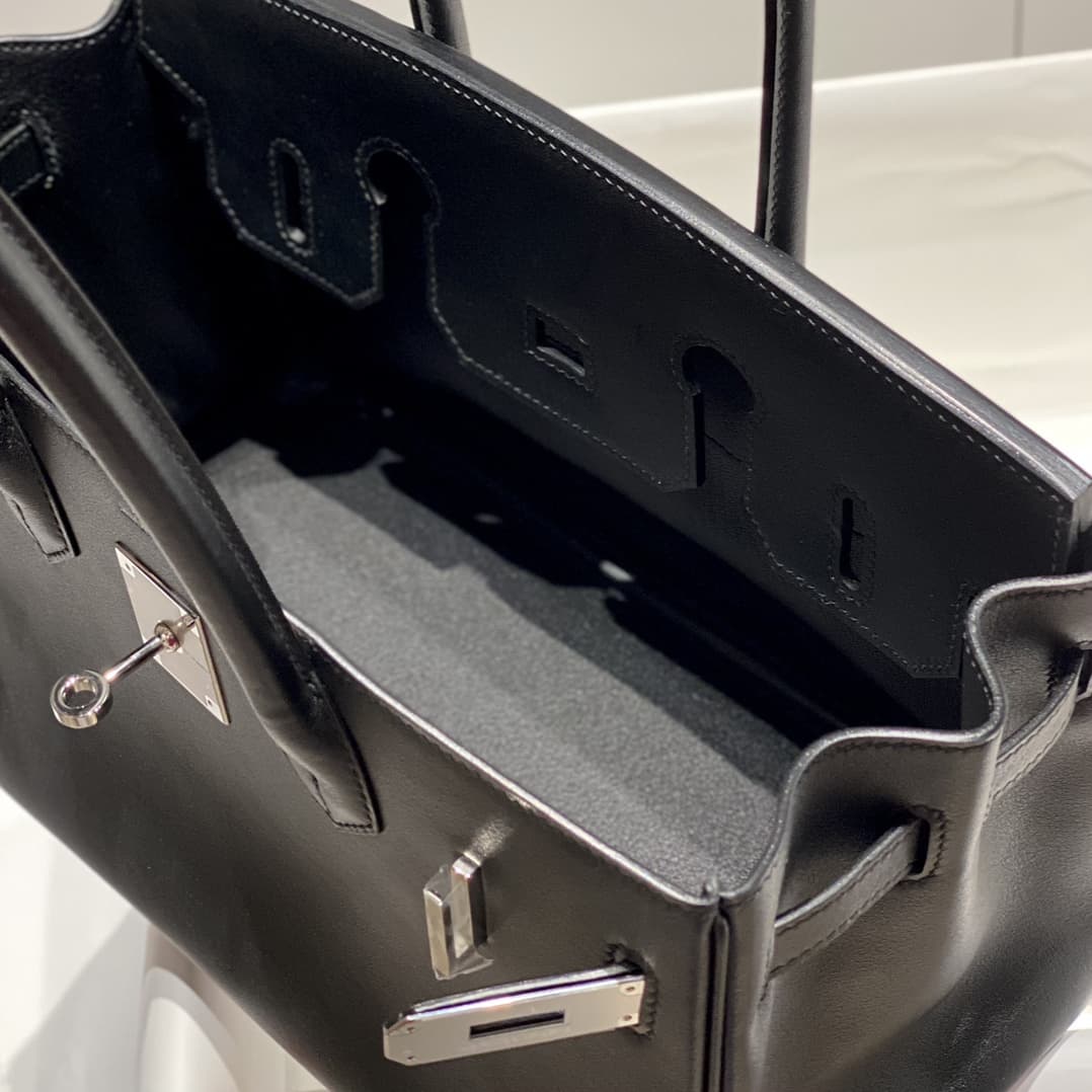 Hermes Shoulder Birkin 29 Swift leather Black & Silver Metal WAX High