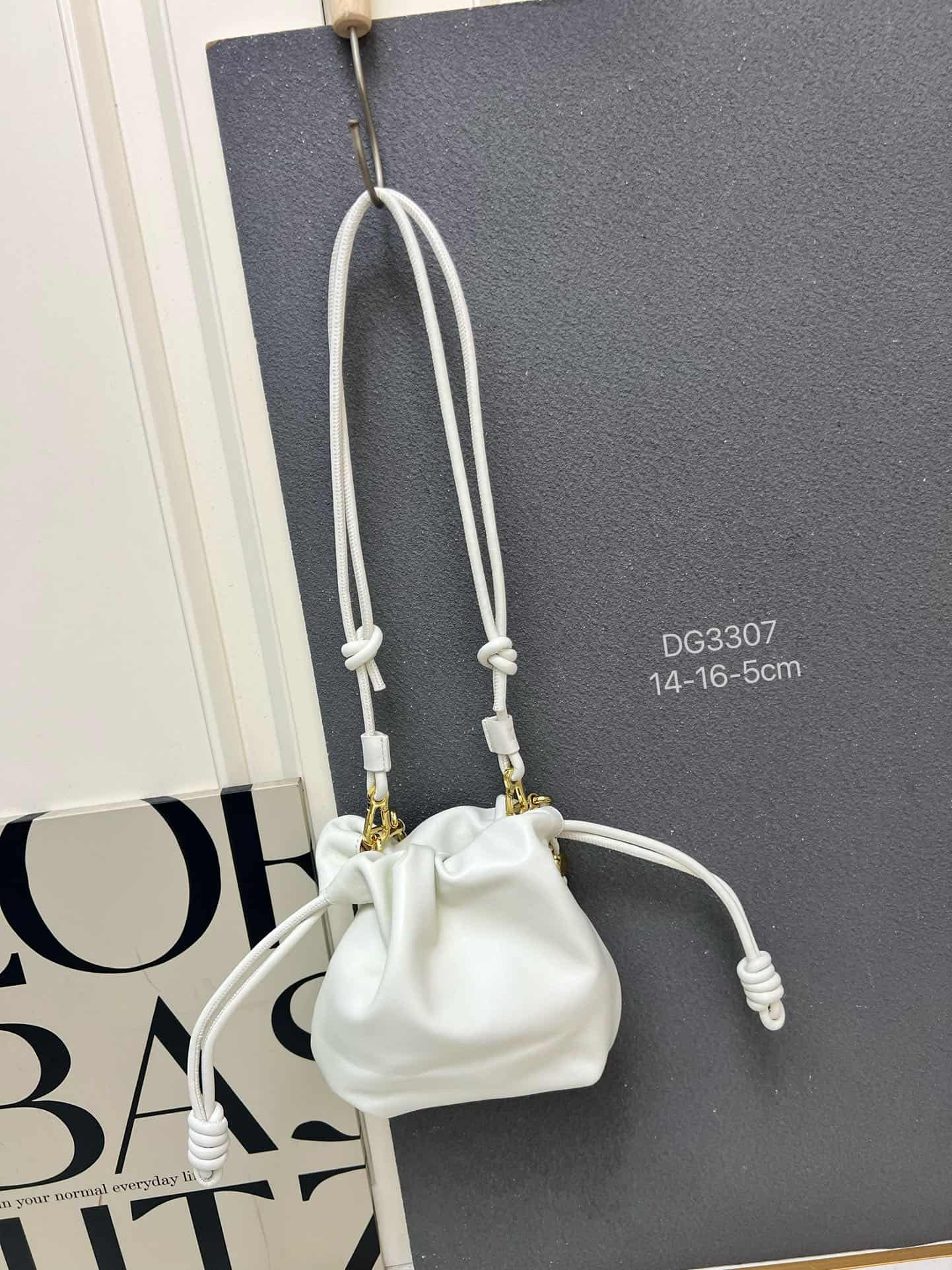 Loewe Mini Flamenco purse in white lambskin DG3307 High