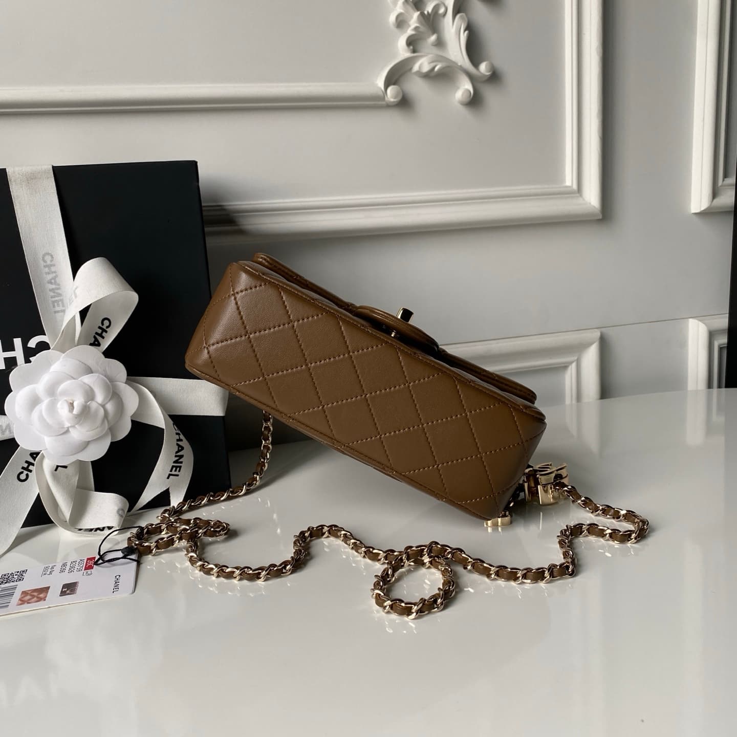 Chanel Classic Flap Bag Lambskin & Gold-Tone Metal AS5759 Dark Brown A