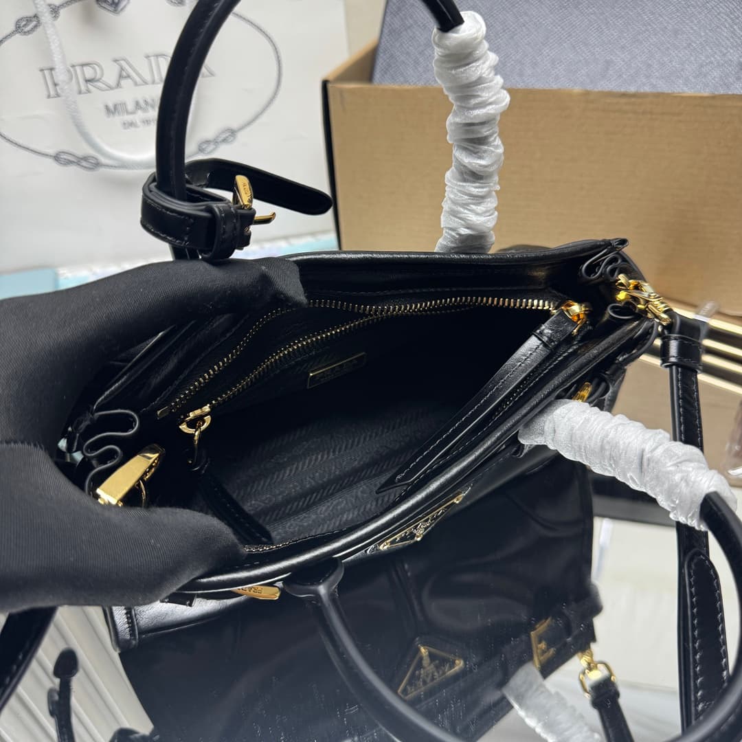 Prada Bonnie leather mini handbag Calfskin leather 1BA486 Black High