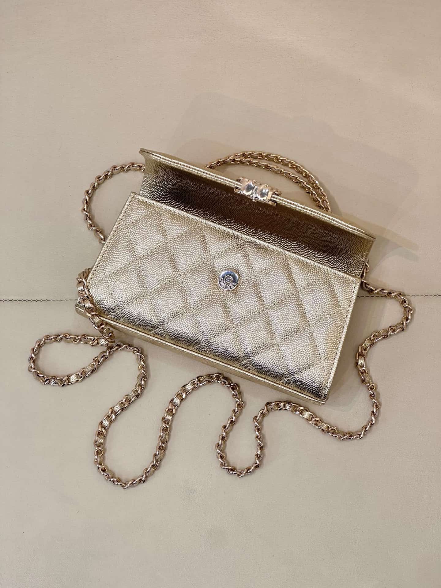 Chanel Clutch with chain Grained Calfskin&Gold-Tone Metal Gold AP3238 TOP